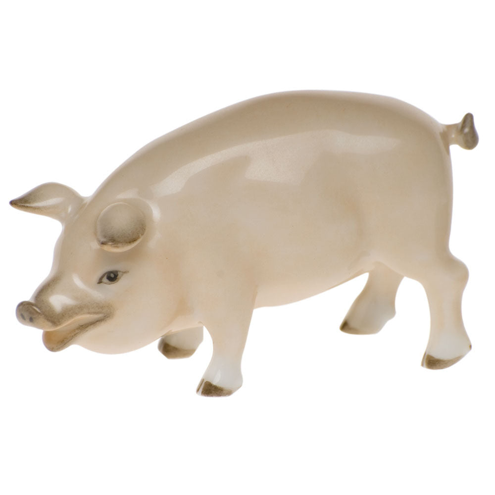 Herend Pig Figurine porcelain figurine painted in the Natural fishnet pattern