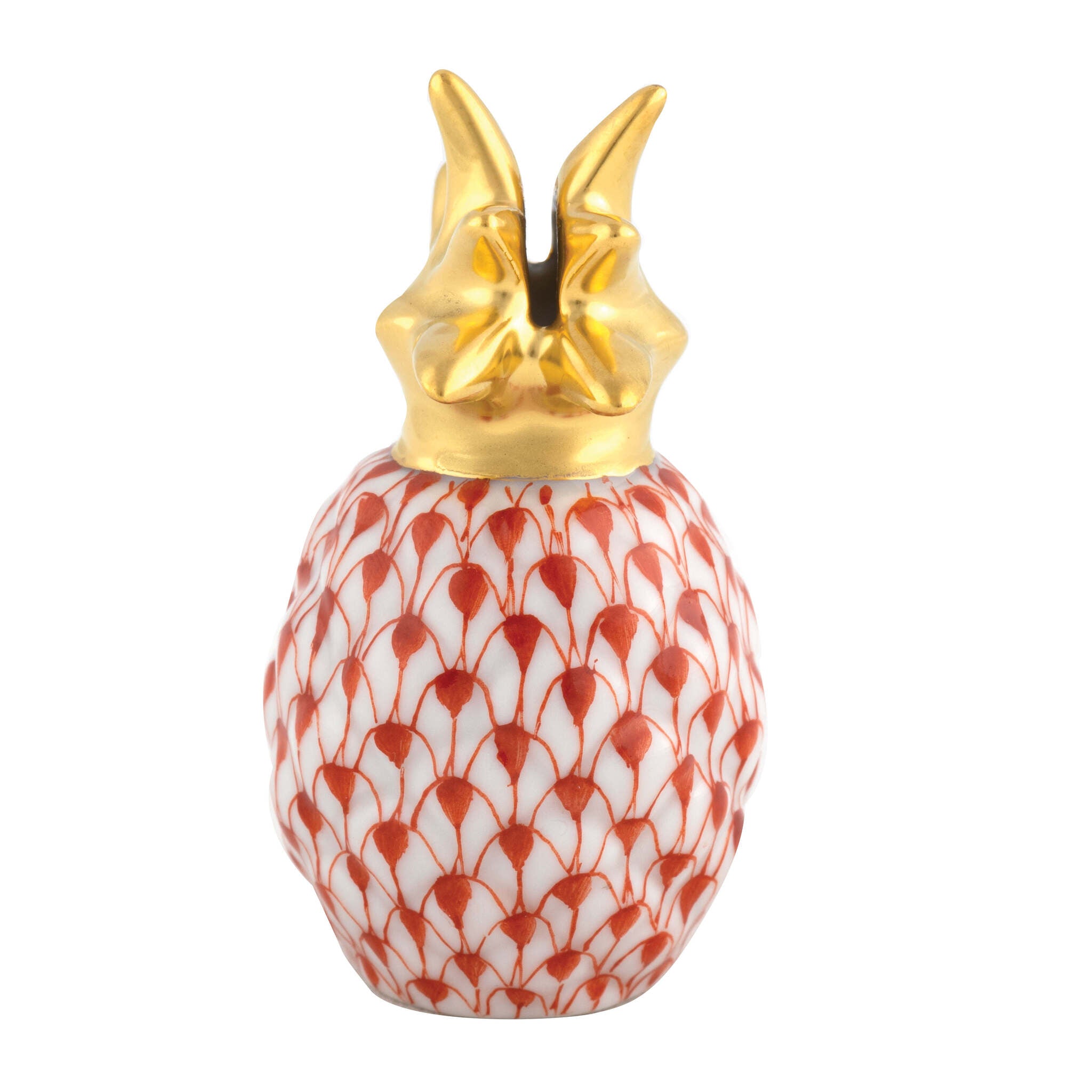 Pineapple Place Card Holder in hand-painted Rust porcelain by Herend of Hungary