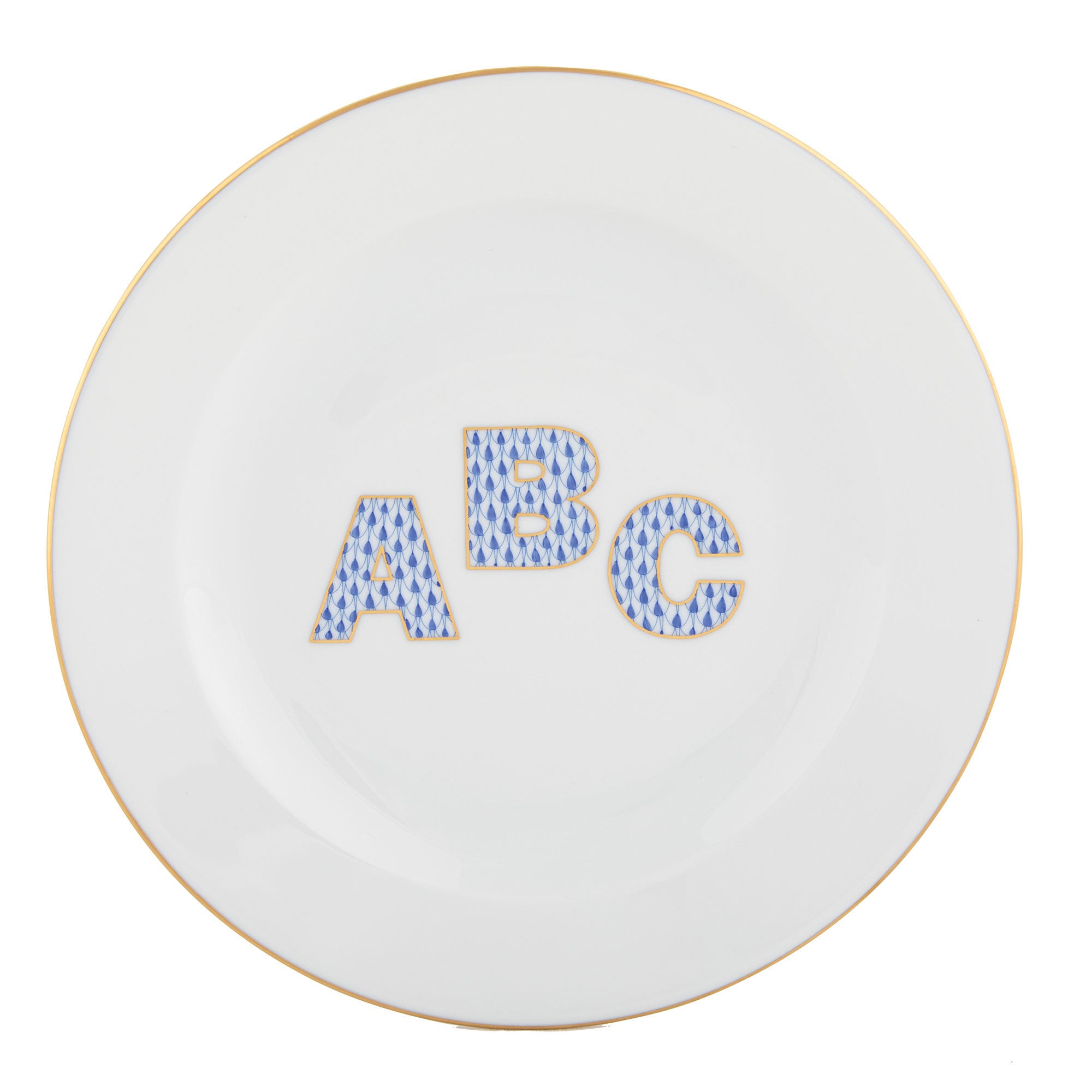Plate with Abc in hand-painted Blue porcelain by Herend of Hungary