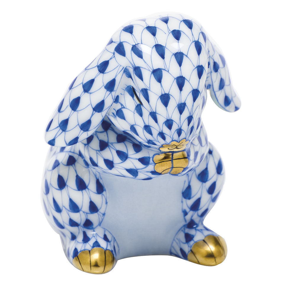 Praying Bunny Figurine in hand-painted Sapphire porcelain by Herend of Hungary