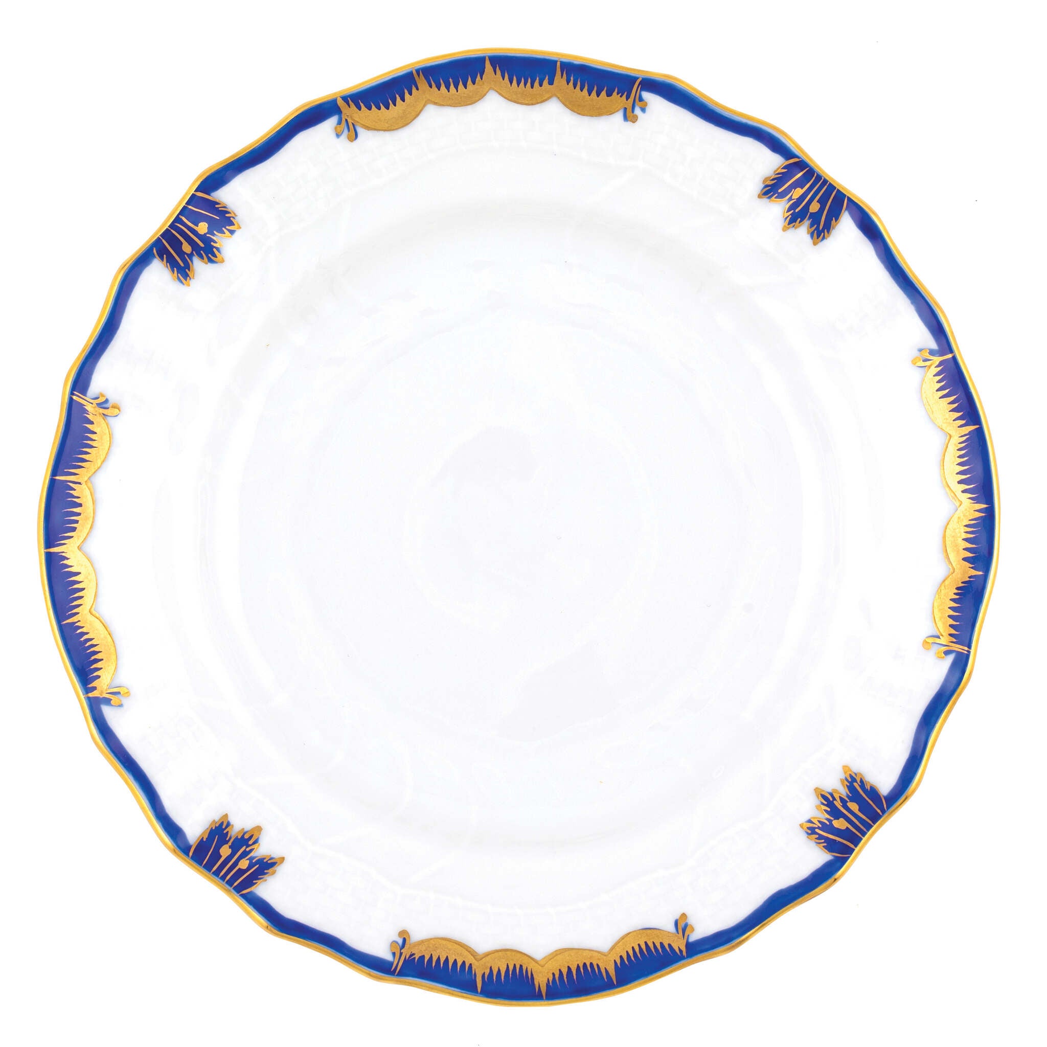 Hand-painted Herend Princess Victoria Blue Bread and Butter Plate in fine porcelain, 6in D, on a white background