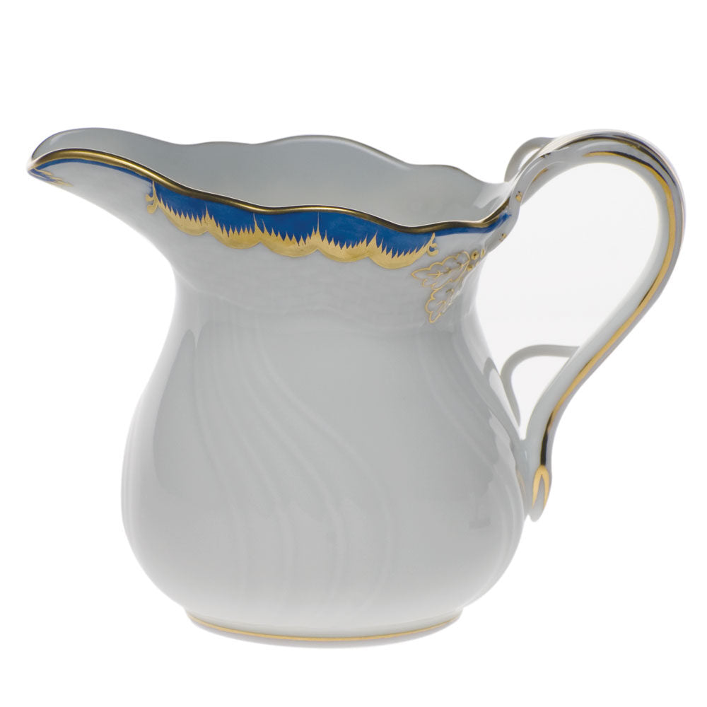 Hand-painted Herend Princess Victoria Blue Creamer in fine porcelain, (6 OZ) 3.5in H, on a white background