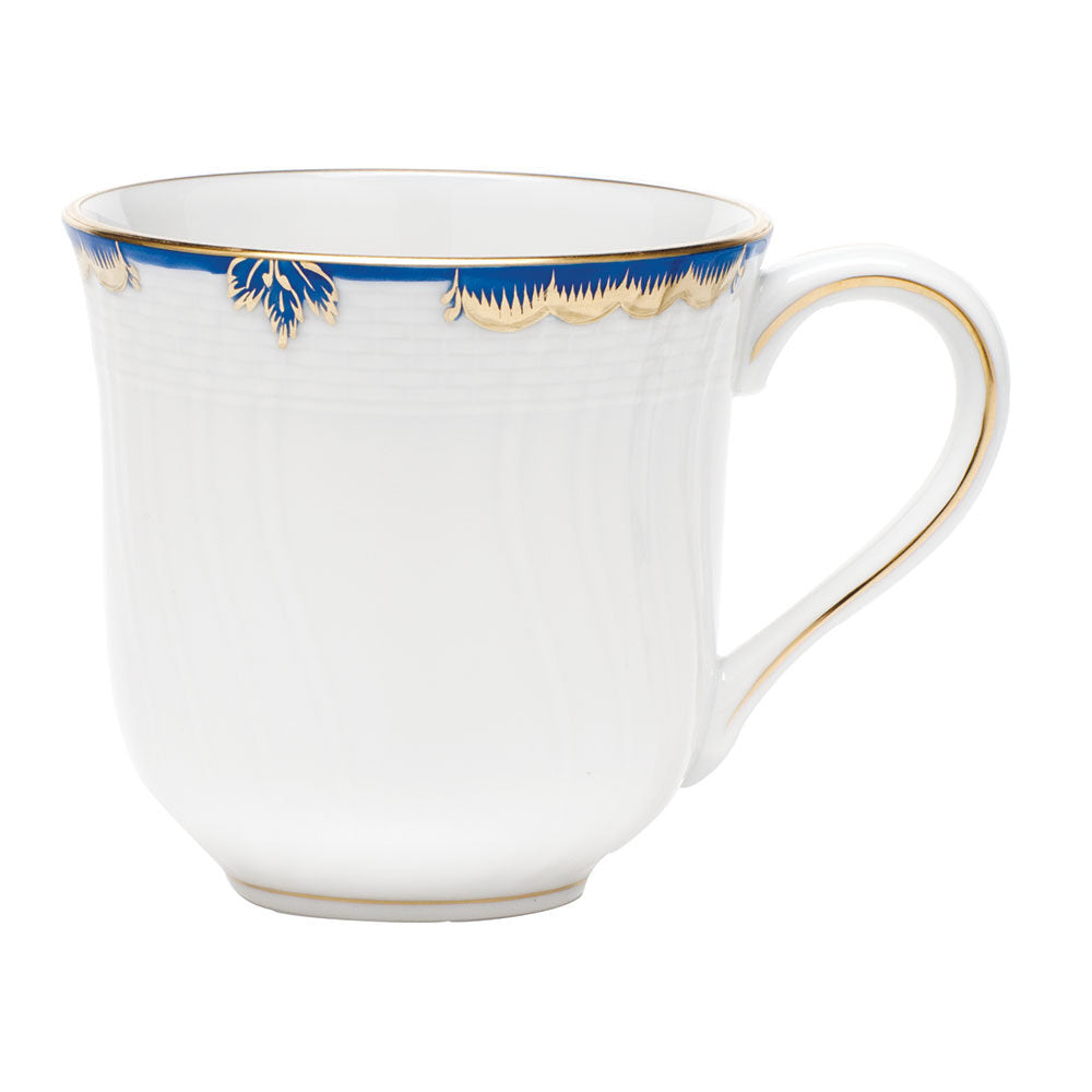 Hand-painted Herend Princess Victoria Blue Mug in fine porcelain, (10 OZ) 3.5in H, on a white background