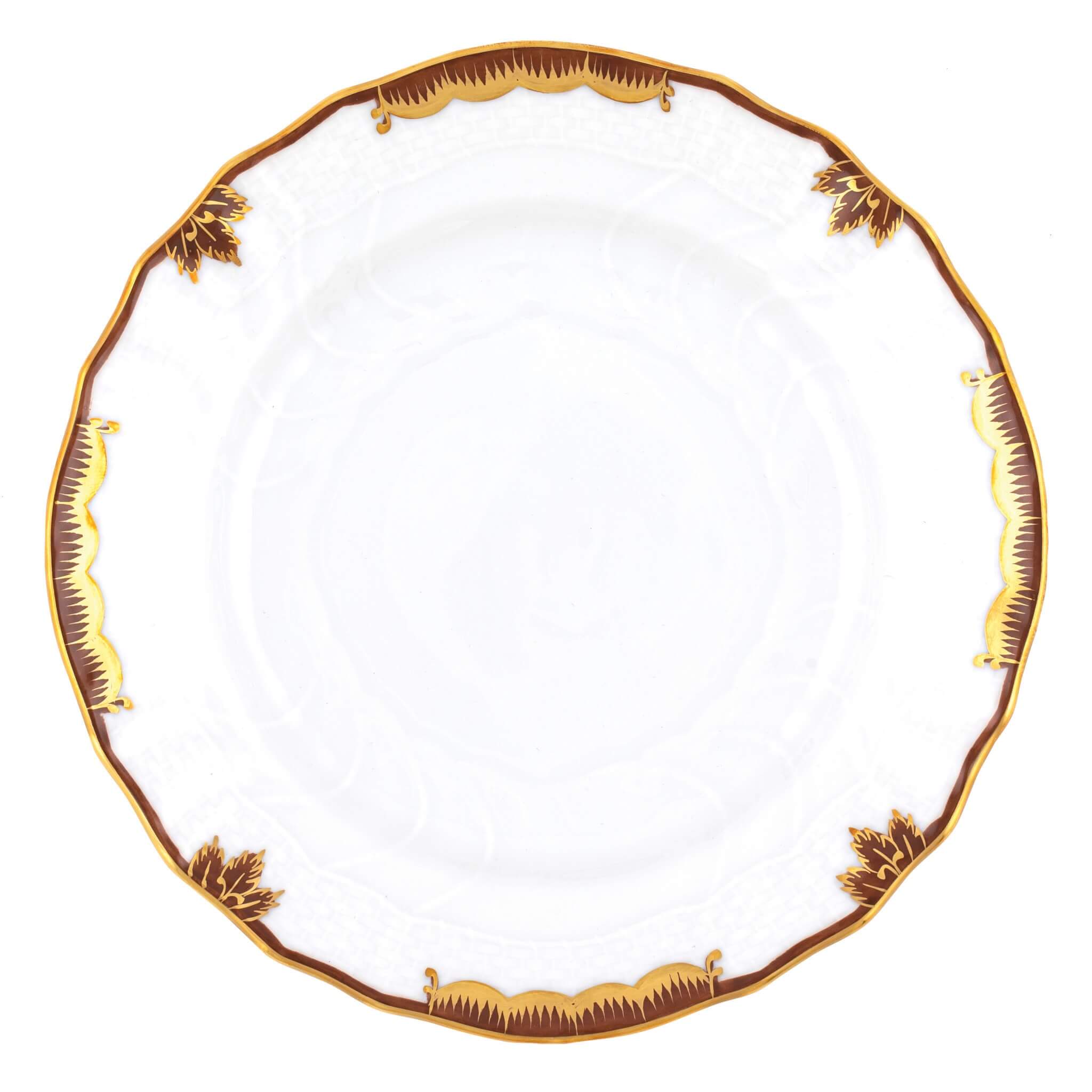 Hand-painted Herend Princess Victoria Brown Bread and Butter Plate in fine porcelain, 6in D, on a white background