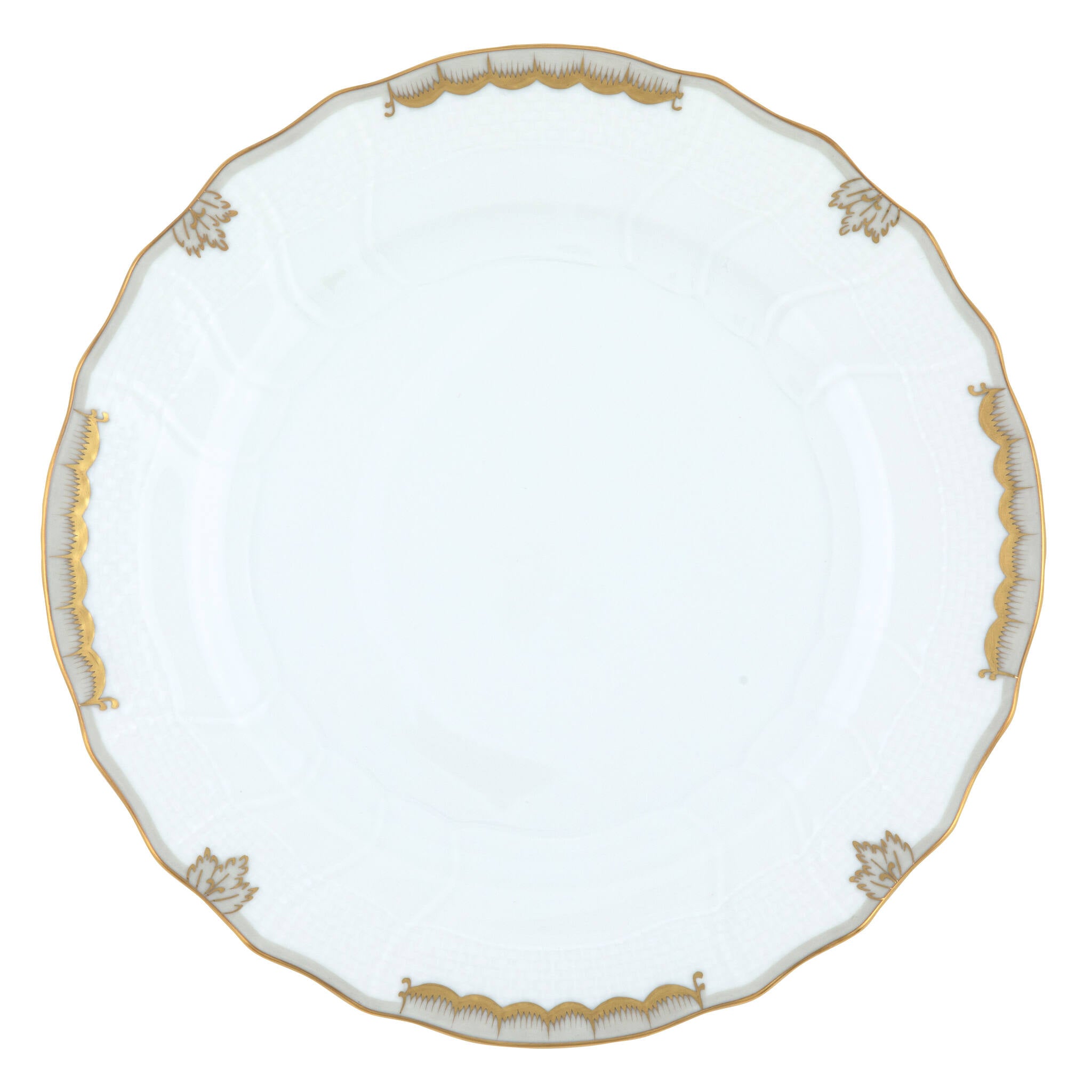 Hand-painted Herend Princess Victoria Gray Dinner Plate in fine porcelain, 10.5in D, on a white background