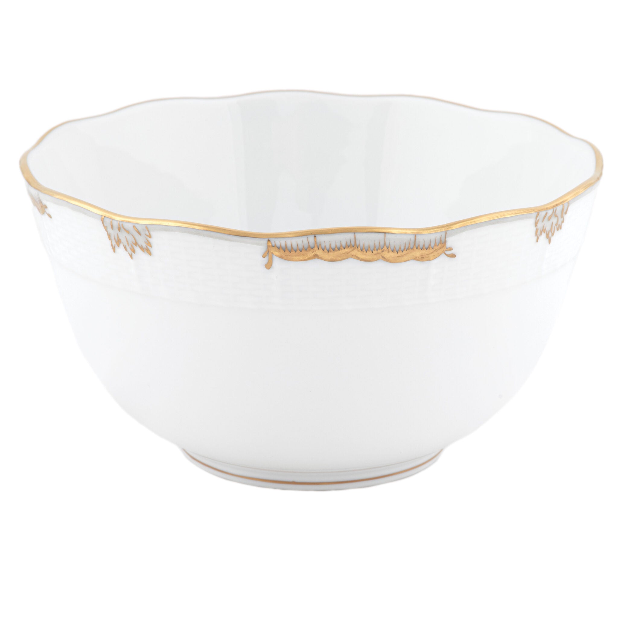 Hand-painted Herend Princess Victoria Gray Round Bowl in fine porcelain, (3.5 PT) 7.5in D, on a white background