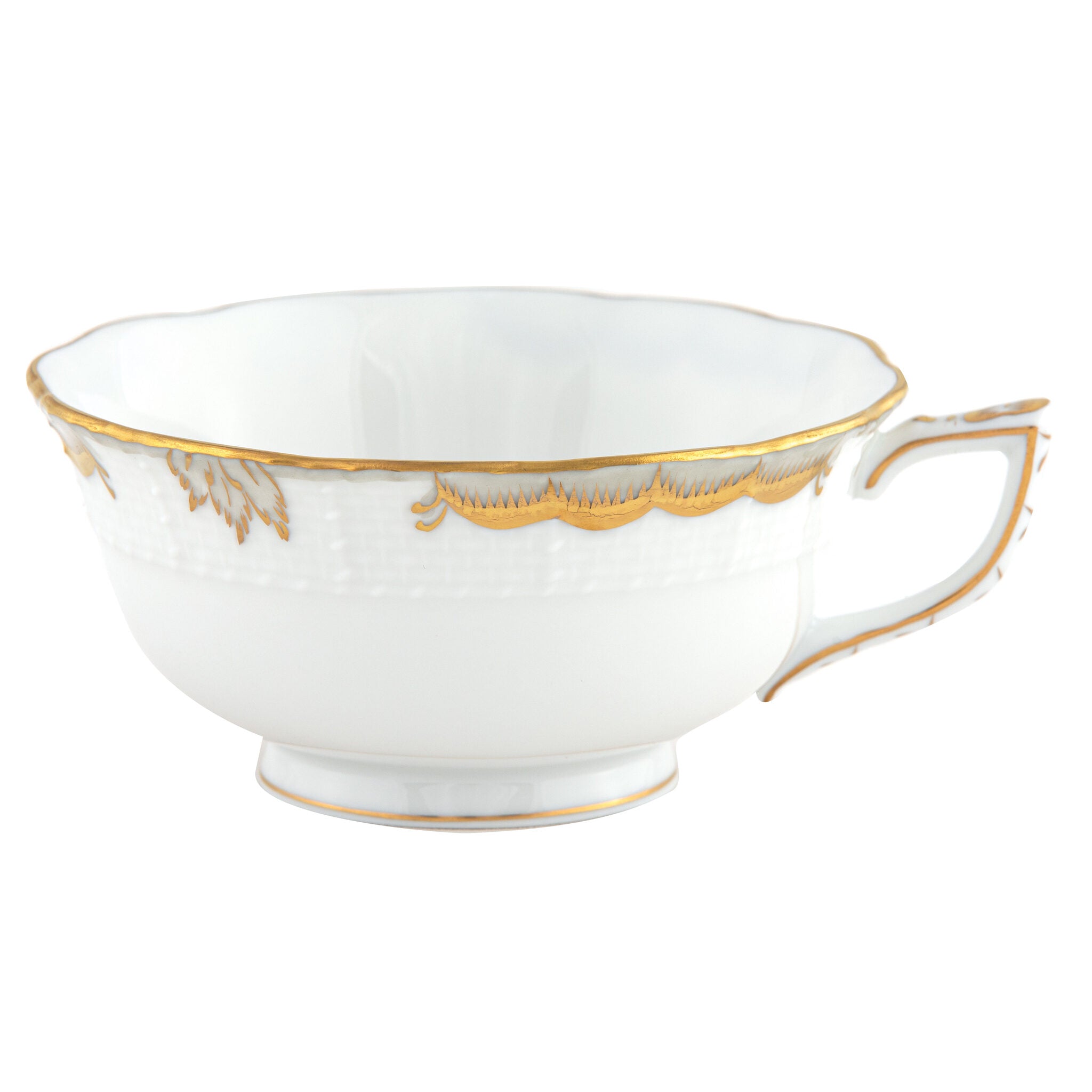 Hand-painted Herend Princess Victoria Gray Tea Cup Cup & Saucer Set in fine porcelain, on a white background
