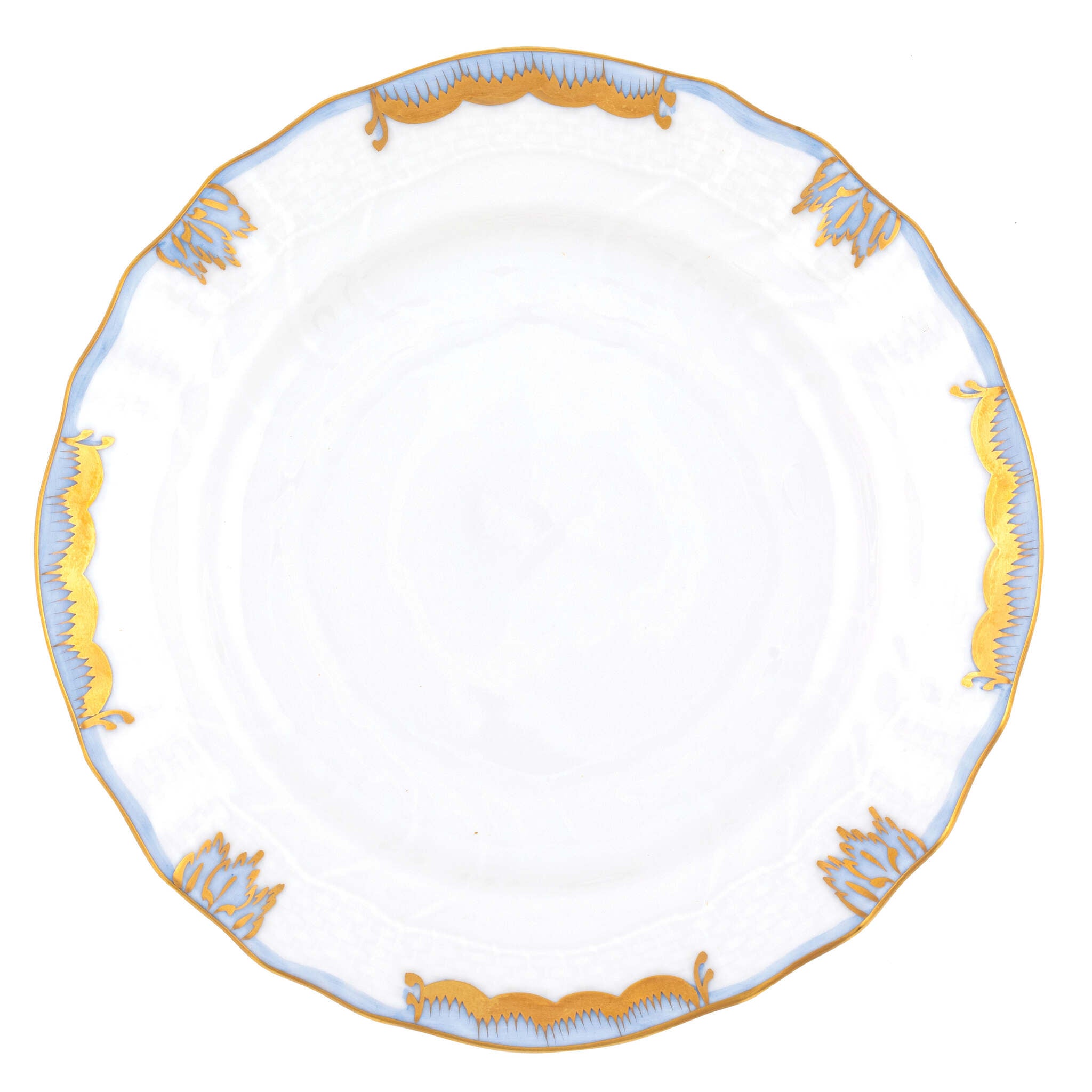 Hand-painted Herend Princess Victoria Light Blue Bread and Butter Plate in fine porcelain, 6in D, on a white background