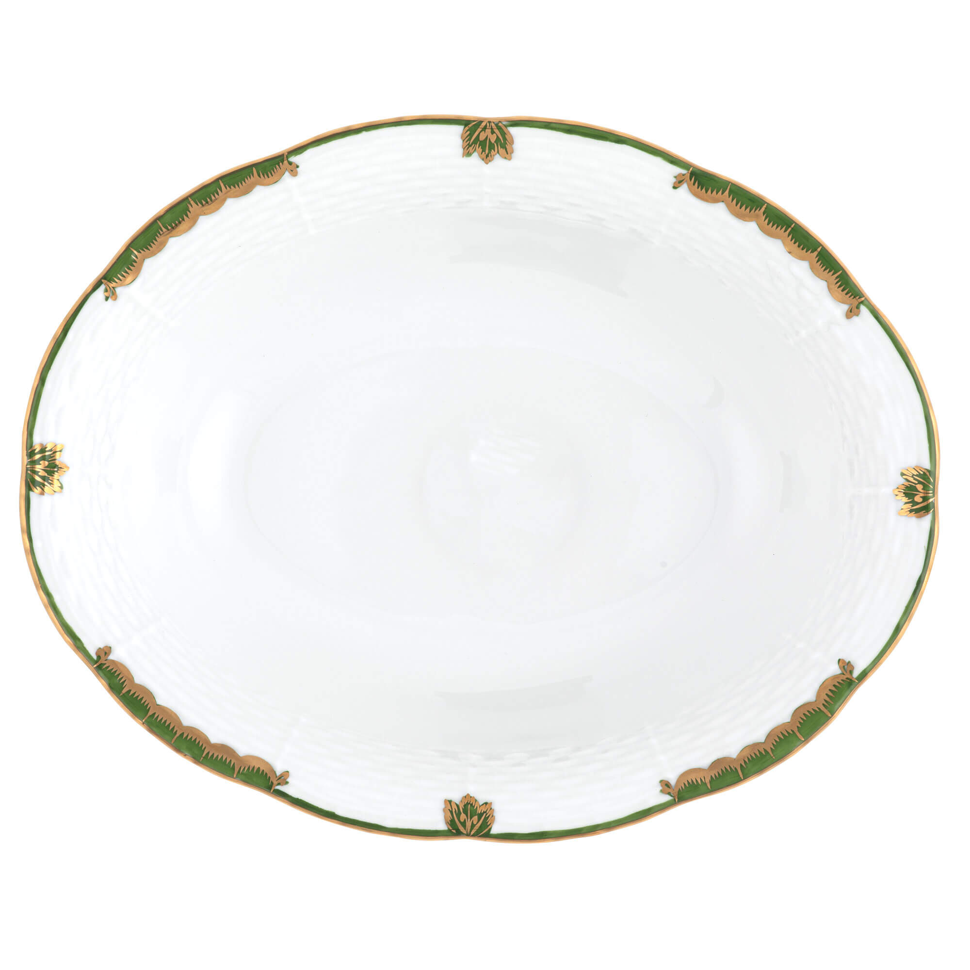 Herend Princess Victoria Oval Vegetable Dish in Dark Green - Hand-painted Hungarian porcelain by Herend. Paris Tableware.