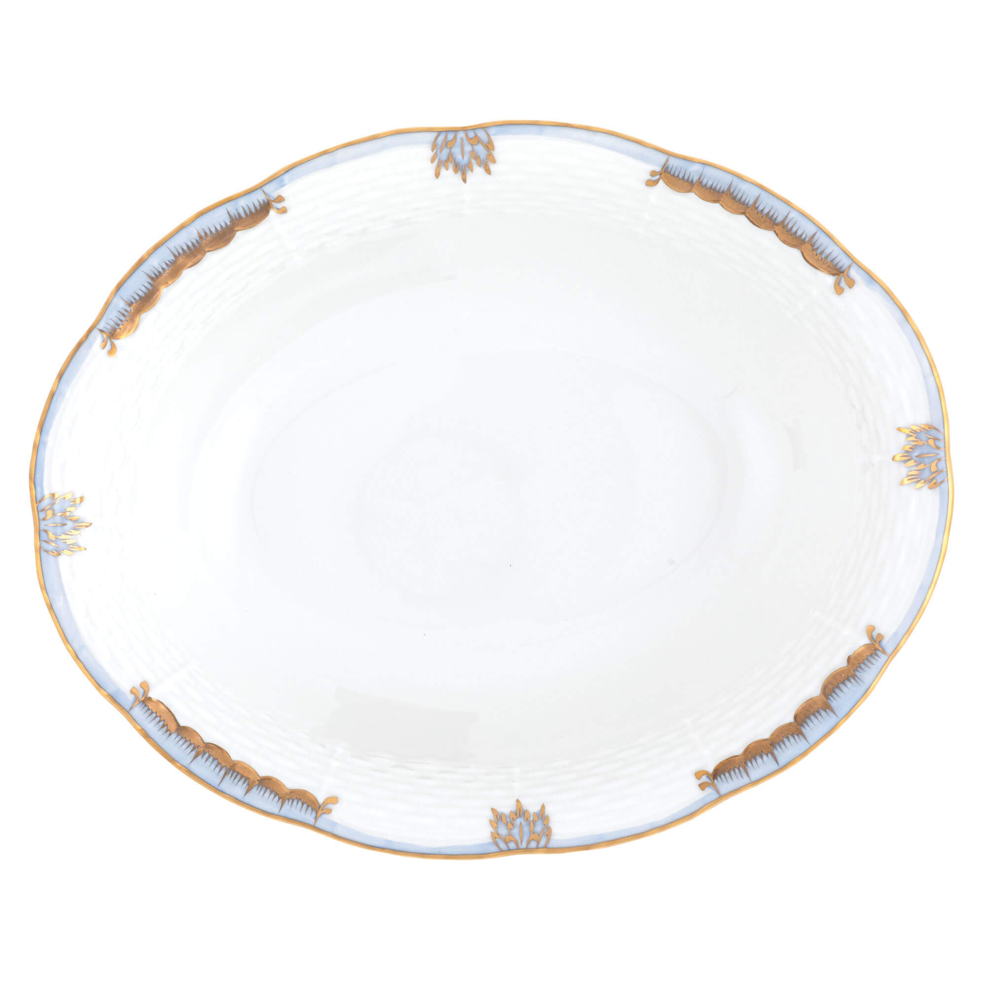 Herend Princess Victoria Oval Vegetable Dish in Light Blue - Hand-painted Hungarian porcelain by Herend. Paris Tableware.