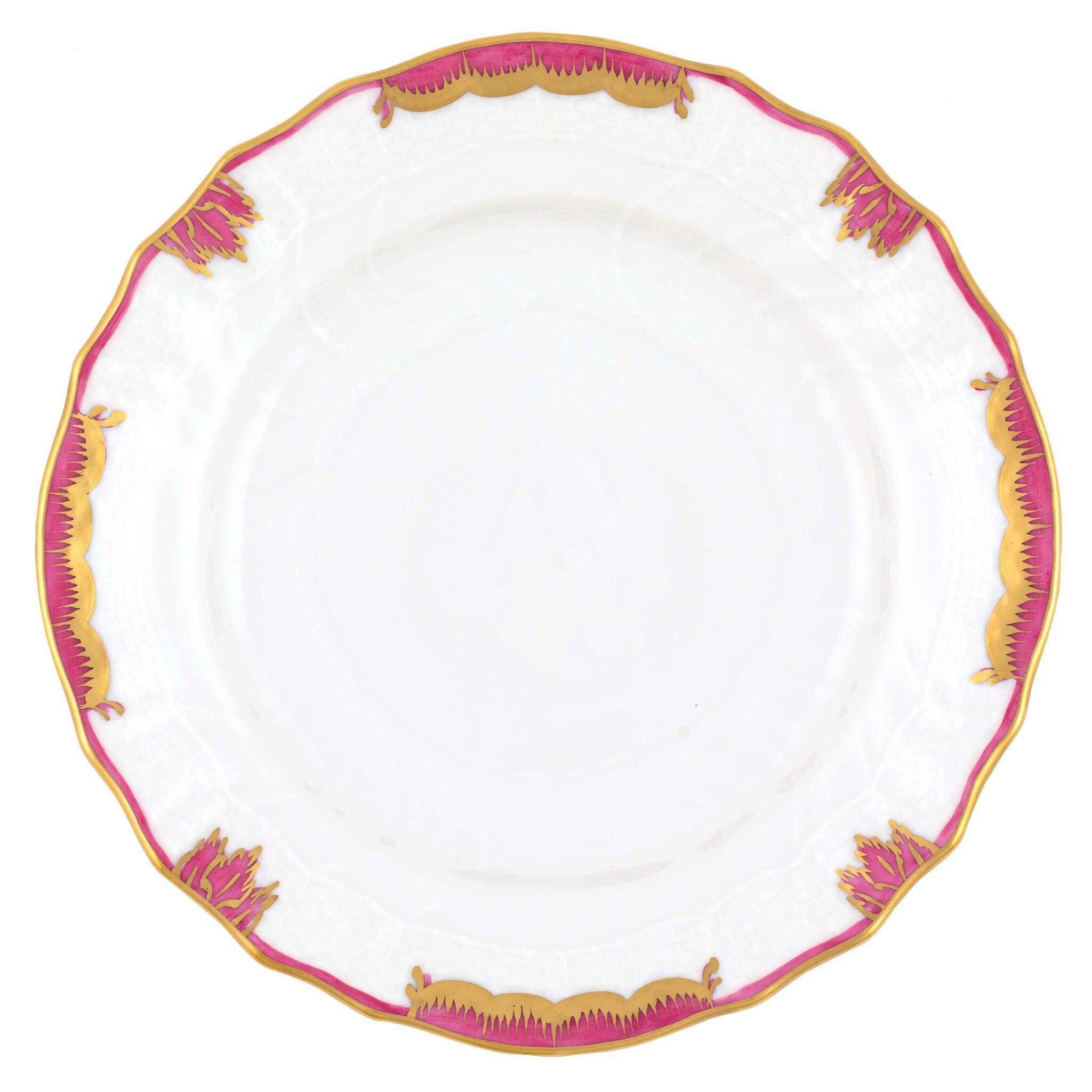Hand-painted Herend Princess Victoria Pink Bread and Butter Plate in fine porcelain, 6in D, on a white background