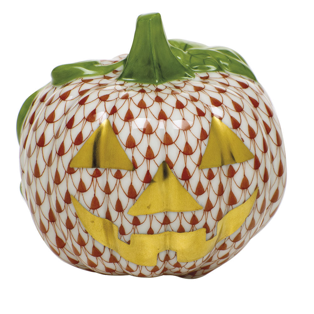 Pumpkin Figurine in hand-painted Rust-Gold porcelain by Herend of Hungary