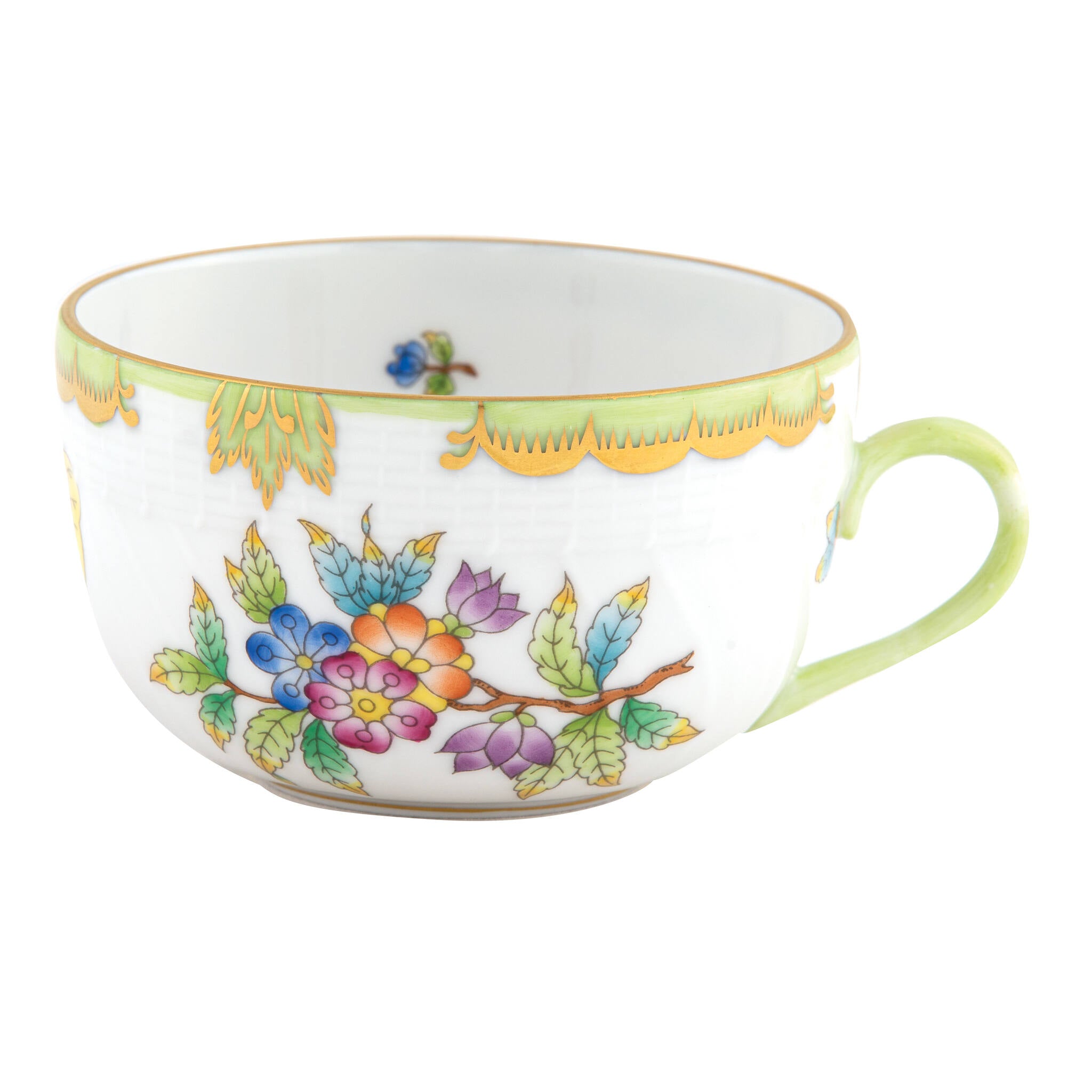 Hand-painted Herend Queen Victoria Canton Cup Teacup in fine porcelain, on a white background