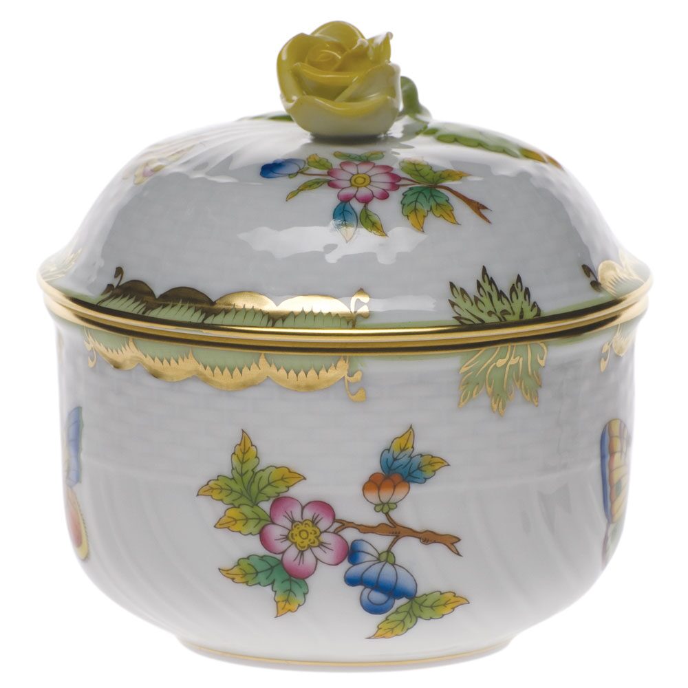 Herend Queen Victoria Covered Sugar with Rose Sugar Bowl, alternate view