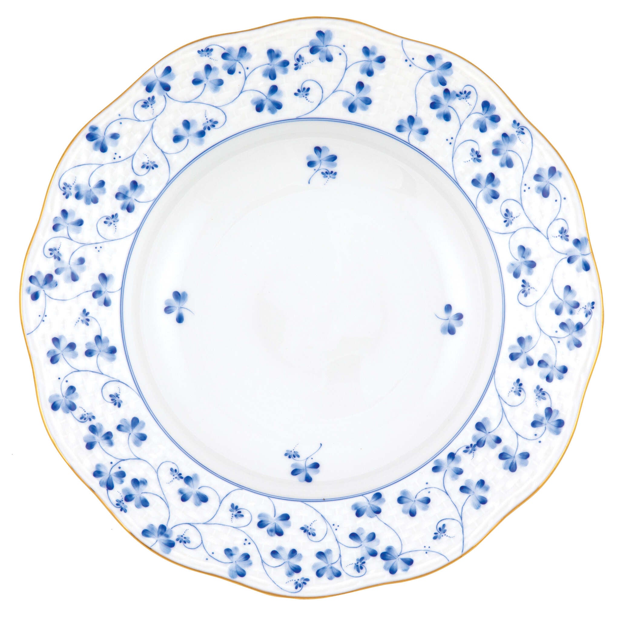 Hand-painted Herend Rachael Rim Soup Plate Soup Plates & Rimmed Soup Bowl in fine porcelain, 8in D, on a white background