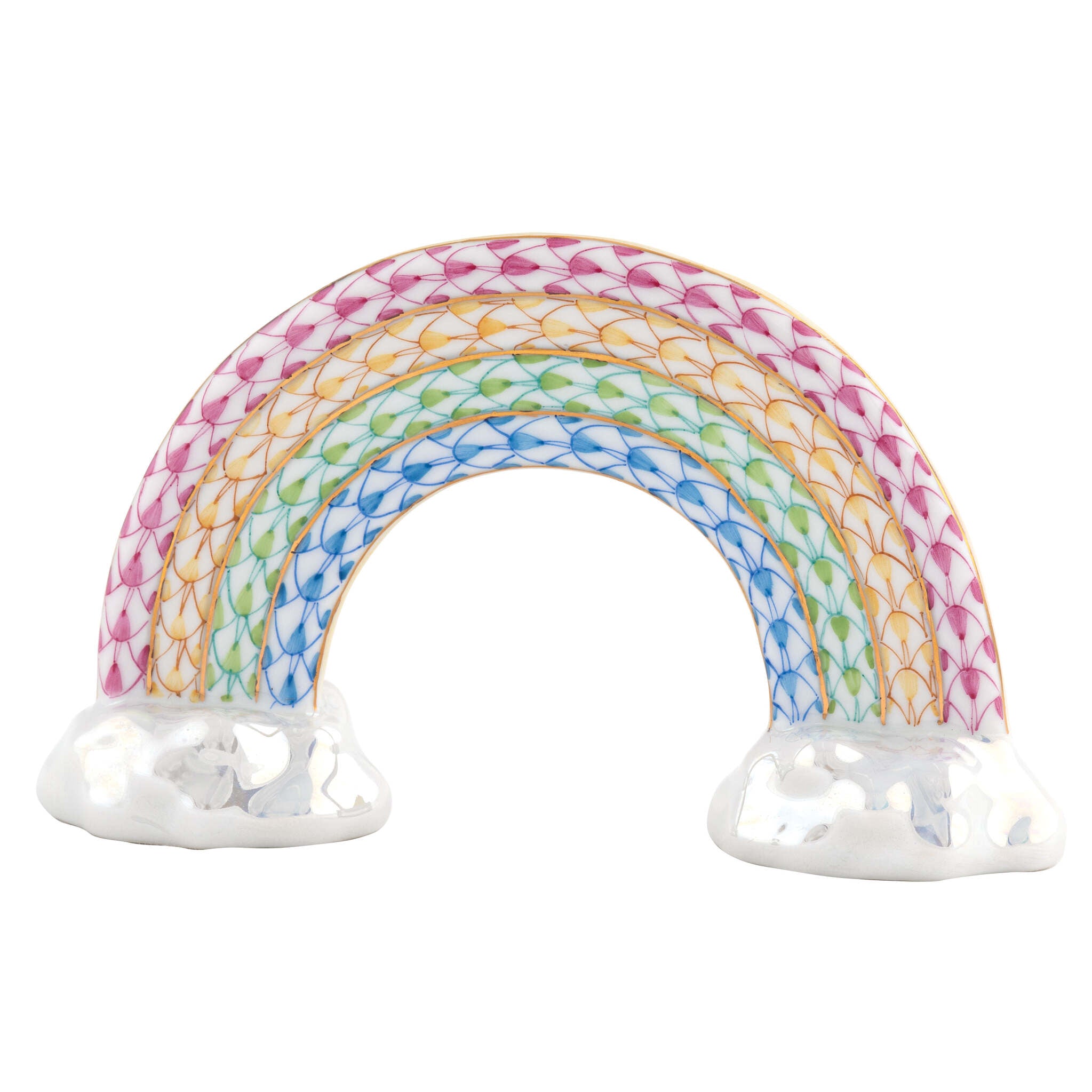 Hand-painted Herend Rainbow Figurine in fine porcelain, 1in L X 4in W X 2.25in H, on a white background