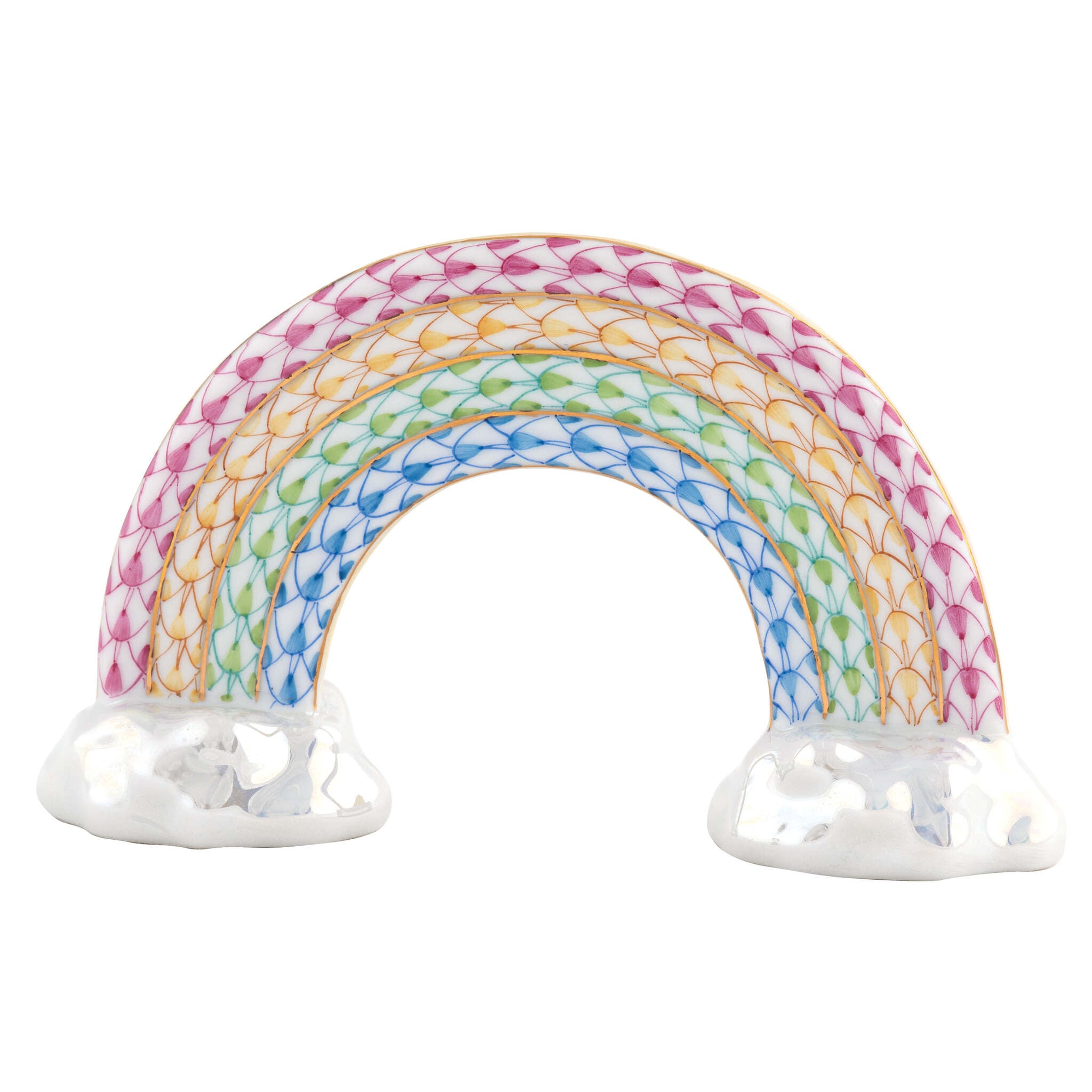 Hand-painted Herend Rainbow Figurine in fine porcelain, 1in L X 4in W X 2.25in H, on a white background