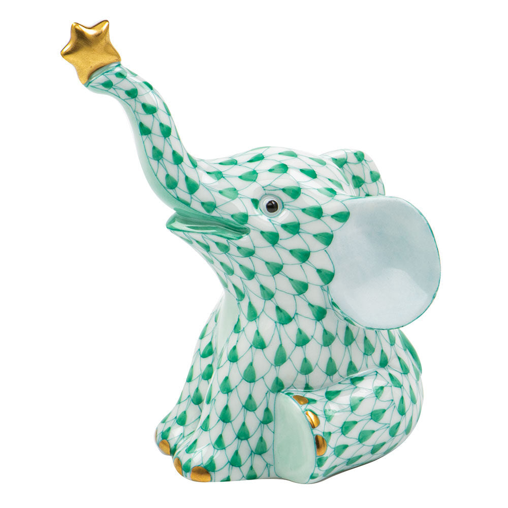 Herend Reach For the Stars Figurine porcelain figurine painted in the Green fishnet pattern