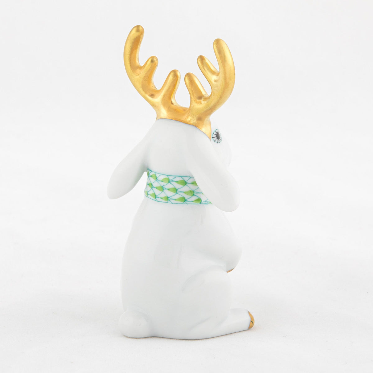 Herend Reindeer Rabbit Figurine – White-Key Lime, alternate view