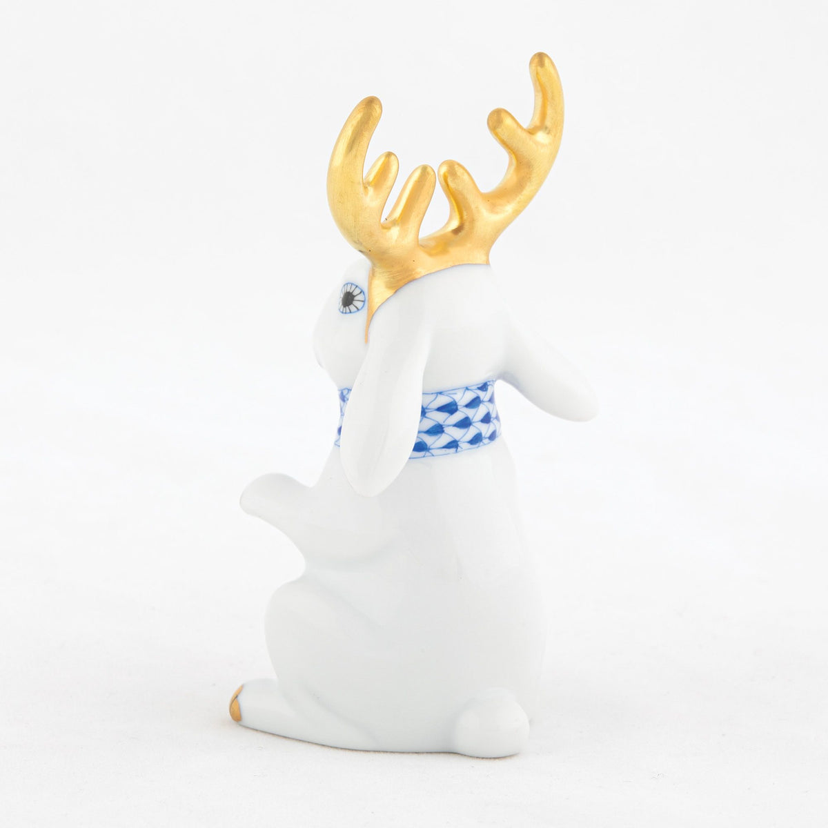 Herend Reindeer Rabbit Figurine – White-Sapphire, alternate view