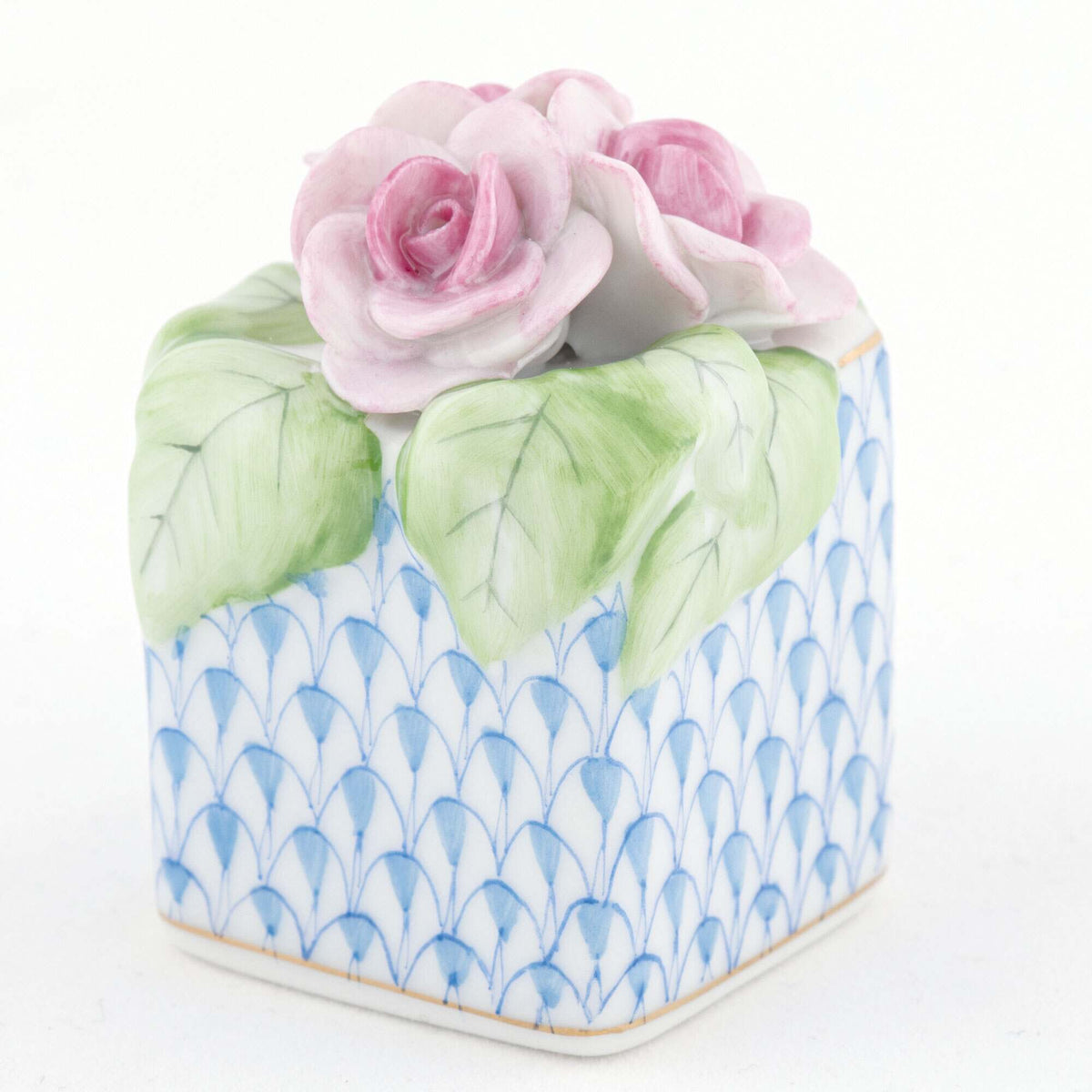 Herend Roses in Vase Figurine – Blue, alternate view