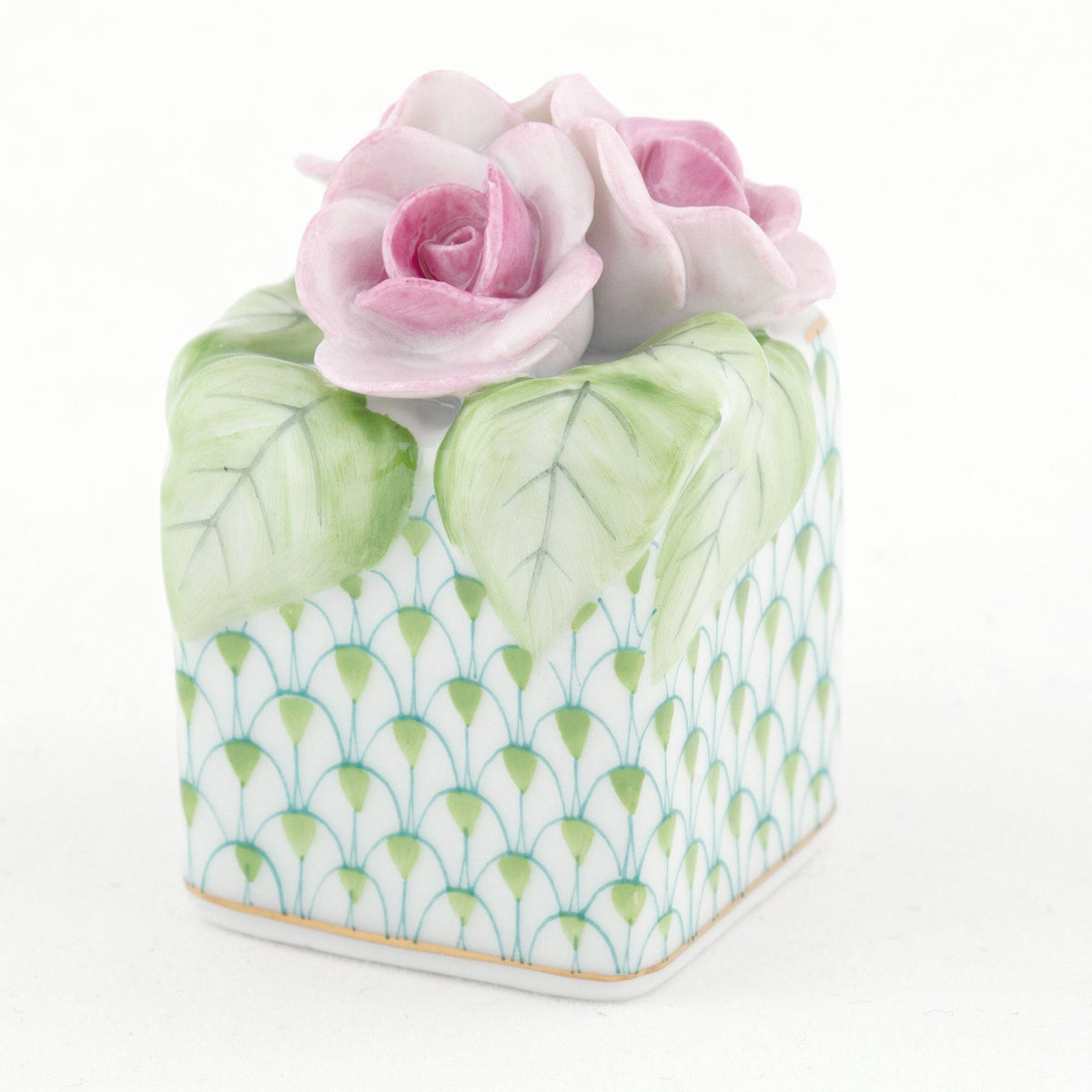 Herend Roses in Vase Figurine – Key Lime, alternate view