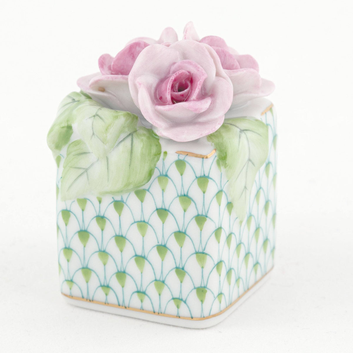 Herend Roses in Vase Figurine – Key Lime, alternate view