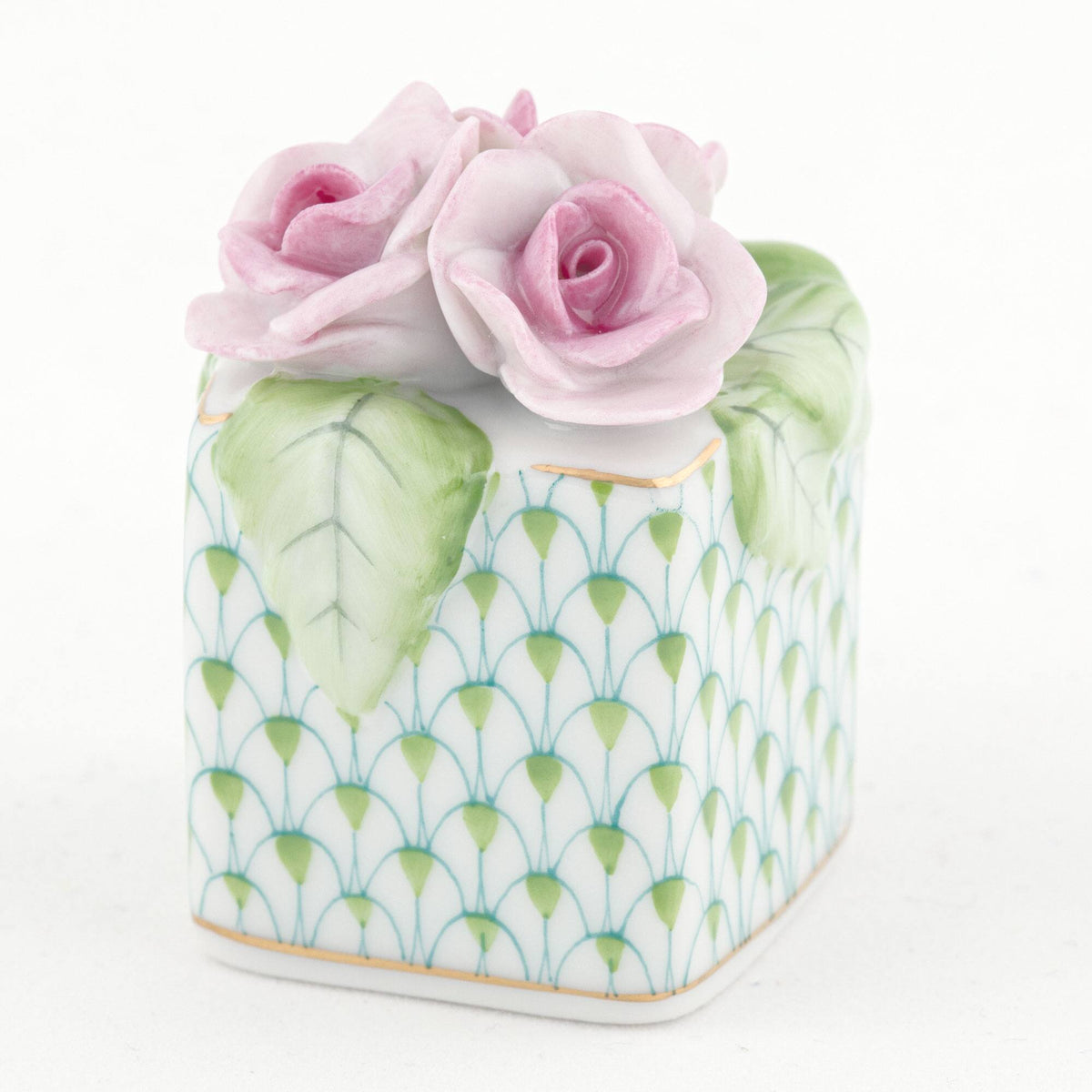 Herend Roses in Vase Figurine – Key Lime, alternate view