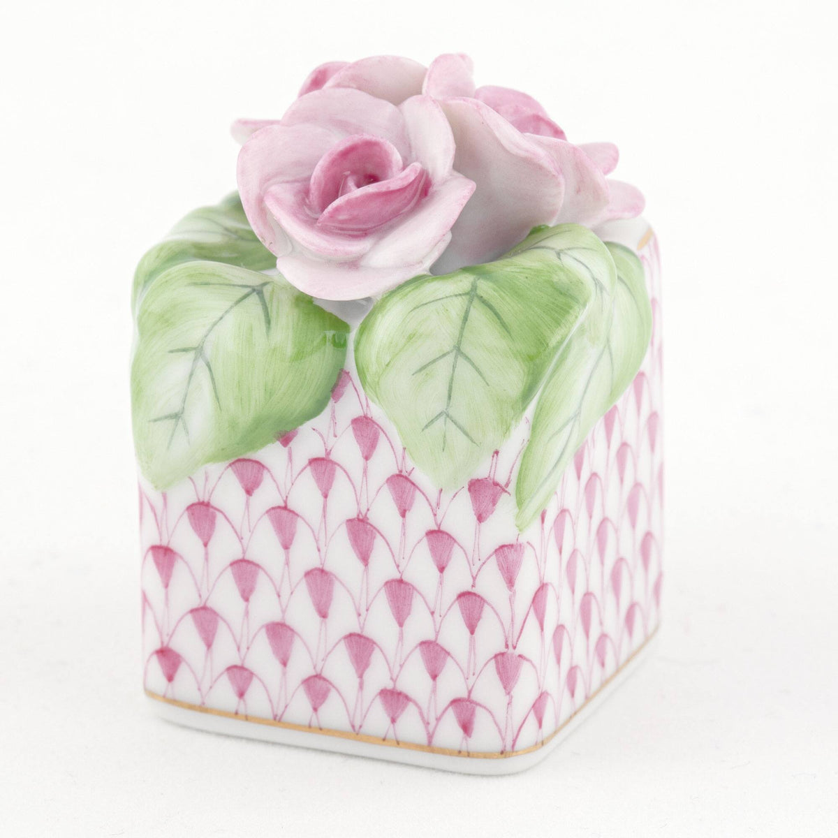 Herend Roses in Vase Figurine – Raspberry, alternate view