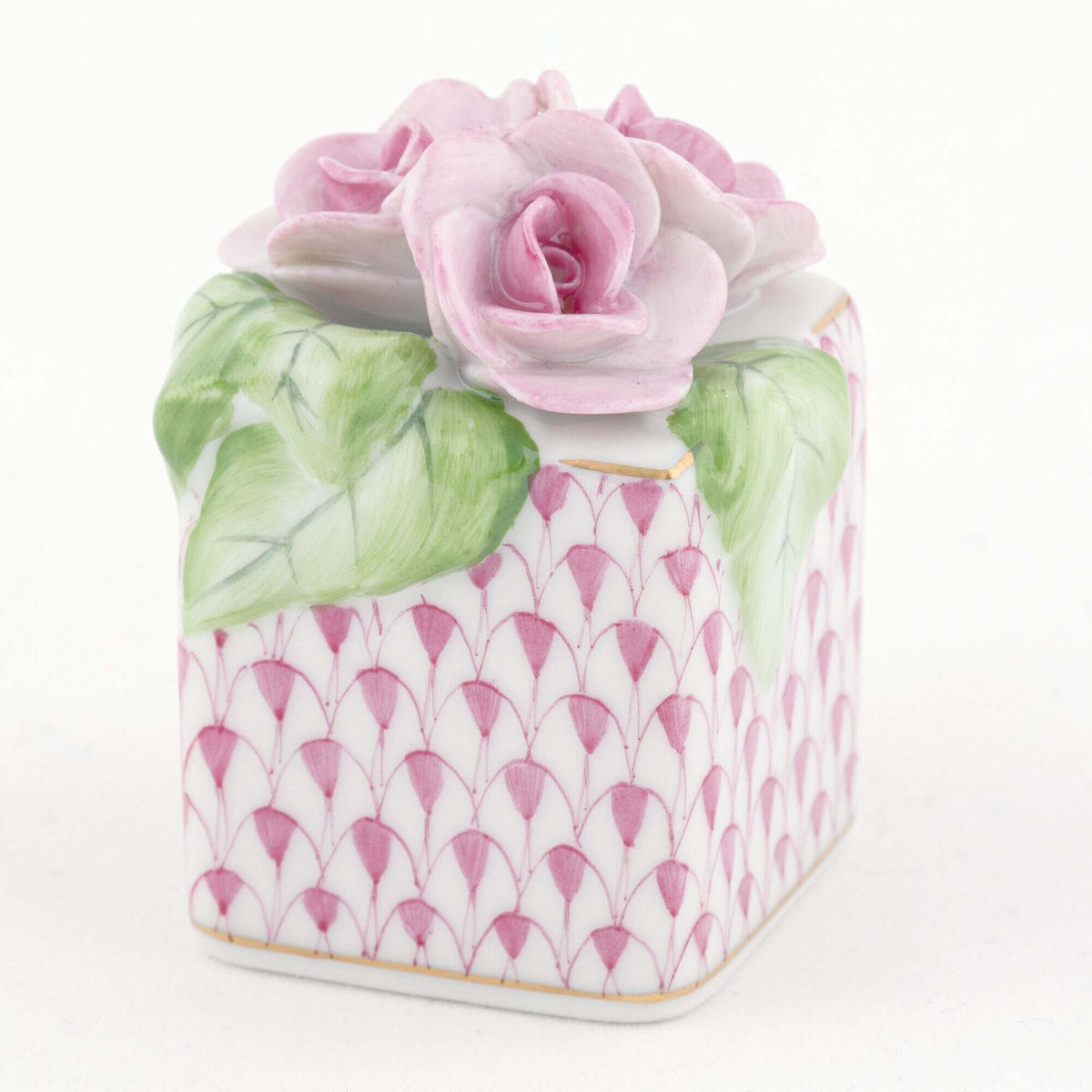 Herend Roses in Vase Figurine – Raspberry, alternate view