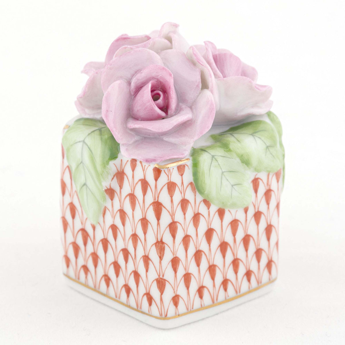 Herend Roses in Vase Figurine – Rust, alternate view