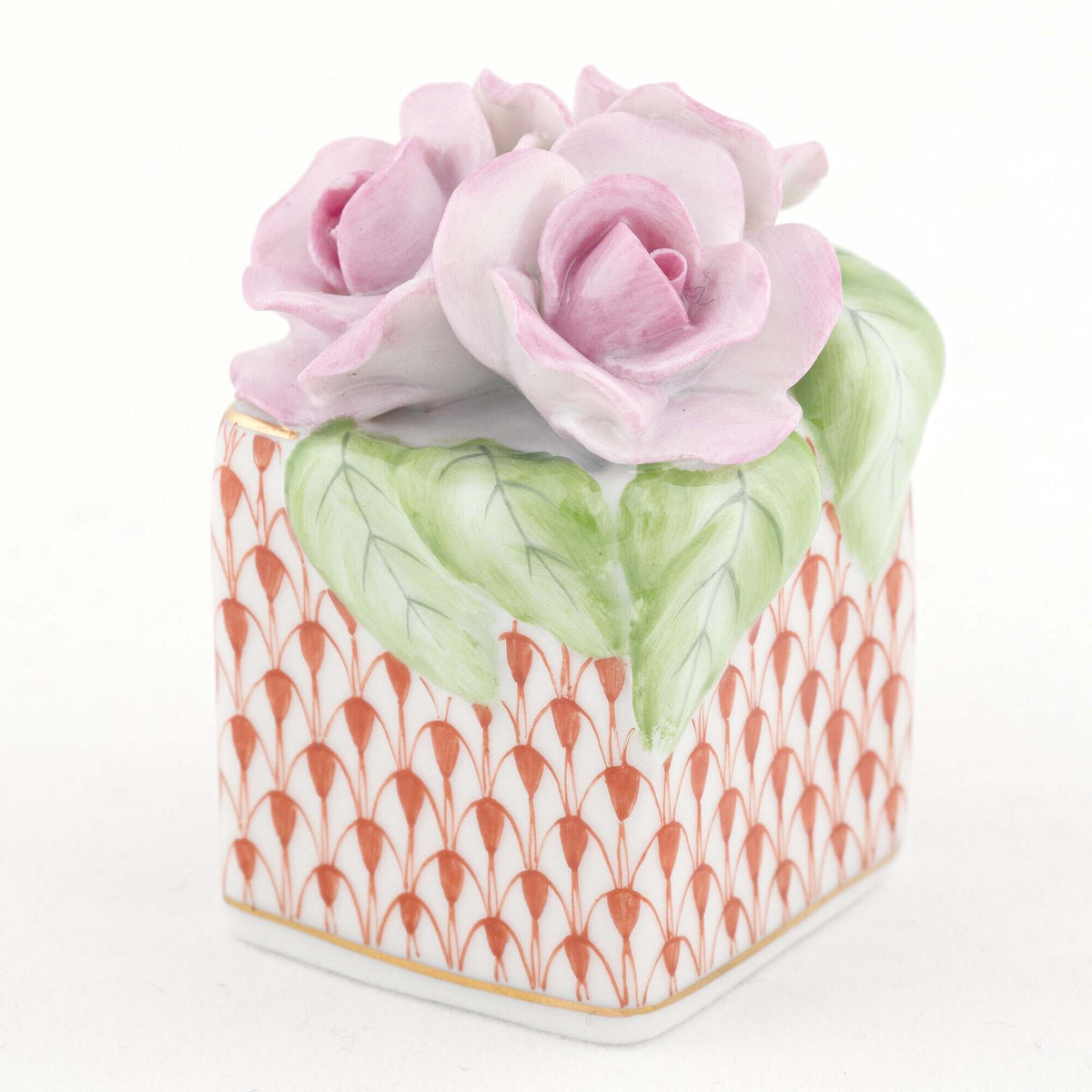 Herend Roses in Vase Figurine – Rust, alternate view