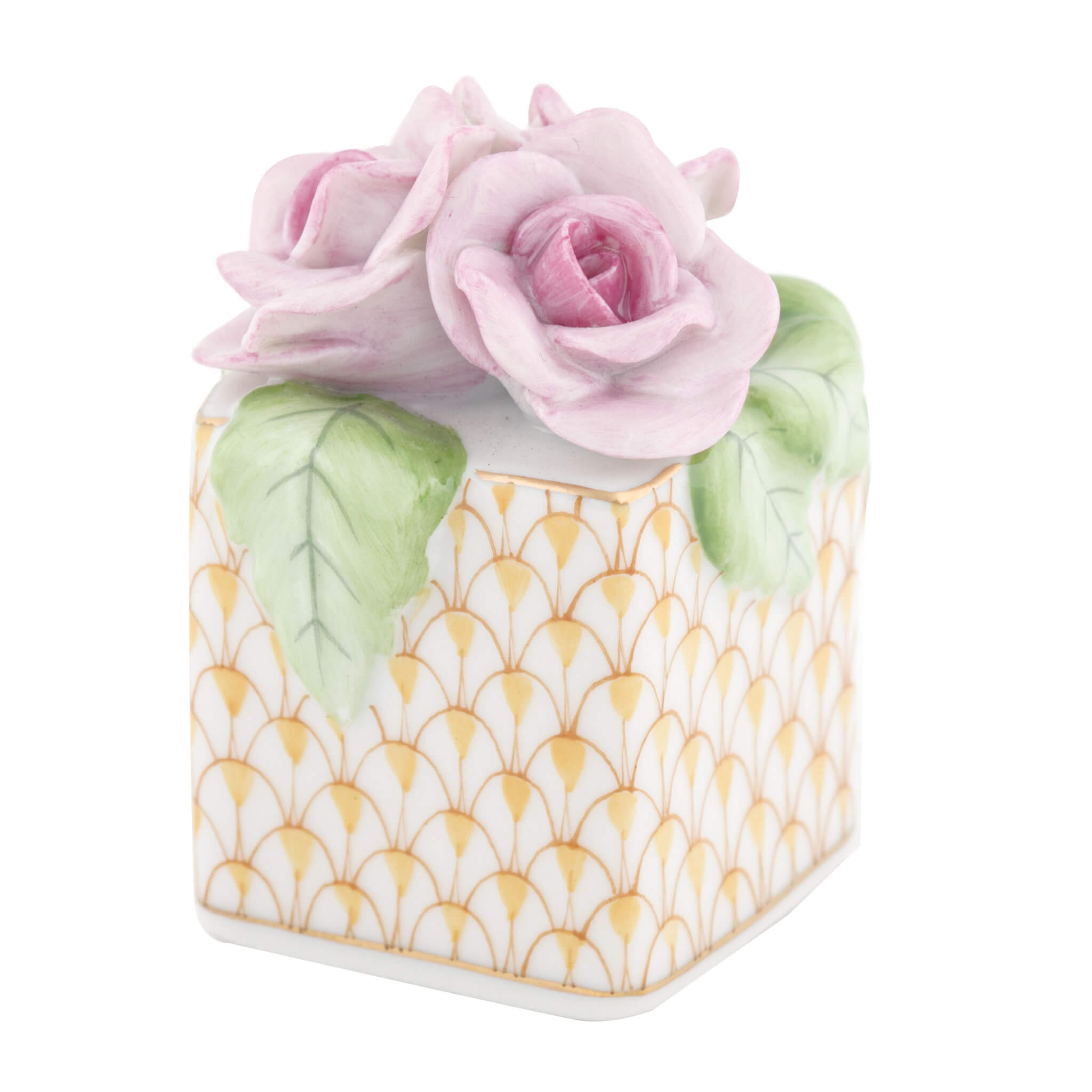 Herend Roses In Vase in Butterscotch