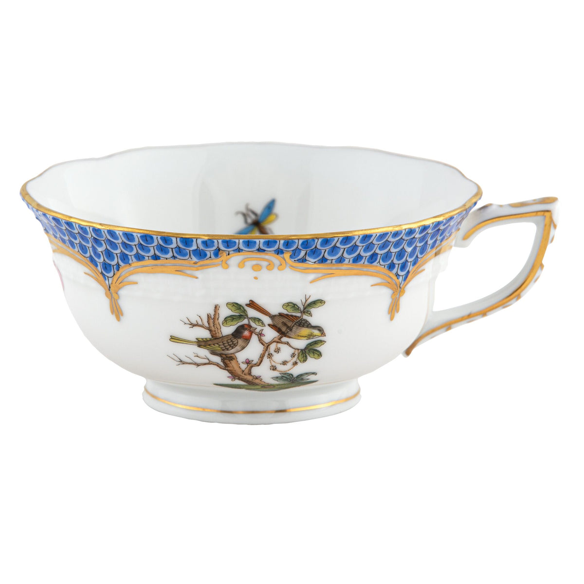 Herend Rothschild Bird Blue Border Tea Cup Cup & Saucer Set, alternate view