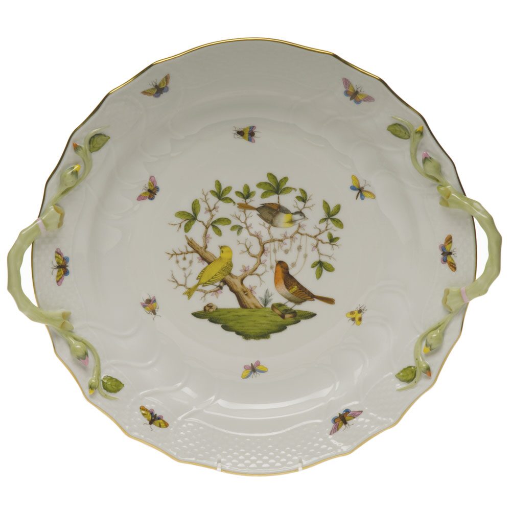Herend Rothschild Bird Chop Plate with Handles, alternate view
