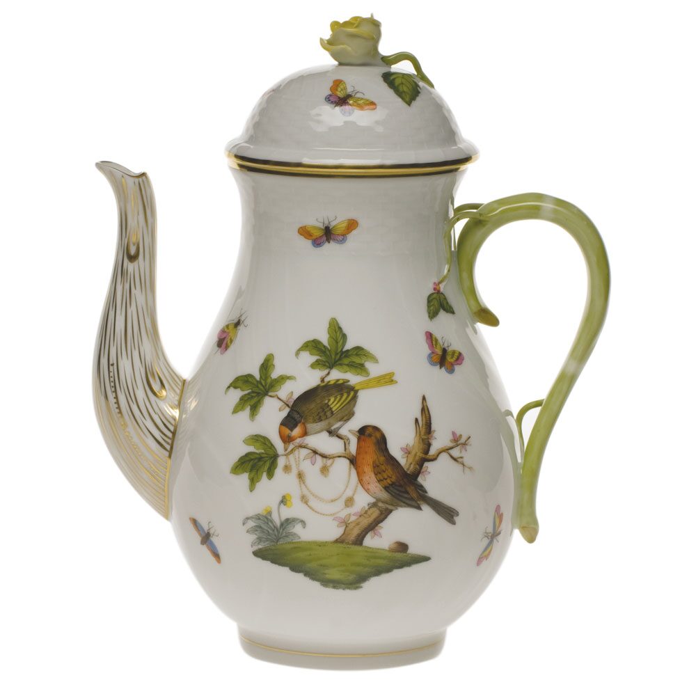 Herend Rothschild Bird Coffee Pot with Rose Coffeepot, alternate view