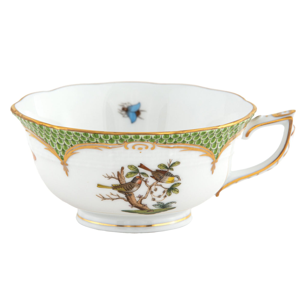 Herend Rothschild Bird Green Border Tea Cup Cup & Saucer Set, alternate view
