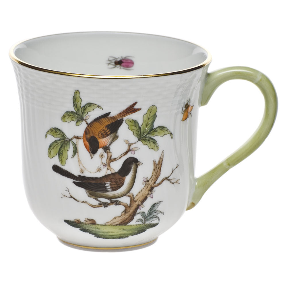 Hand-painted Herend Rothschild Bird Mug in fine porcelain, (10 OZ) 3.5in H,, Motif 4, on a white background
