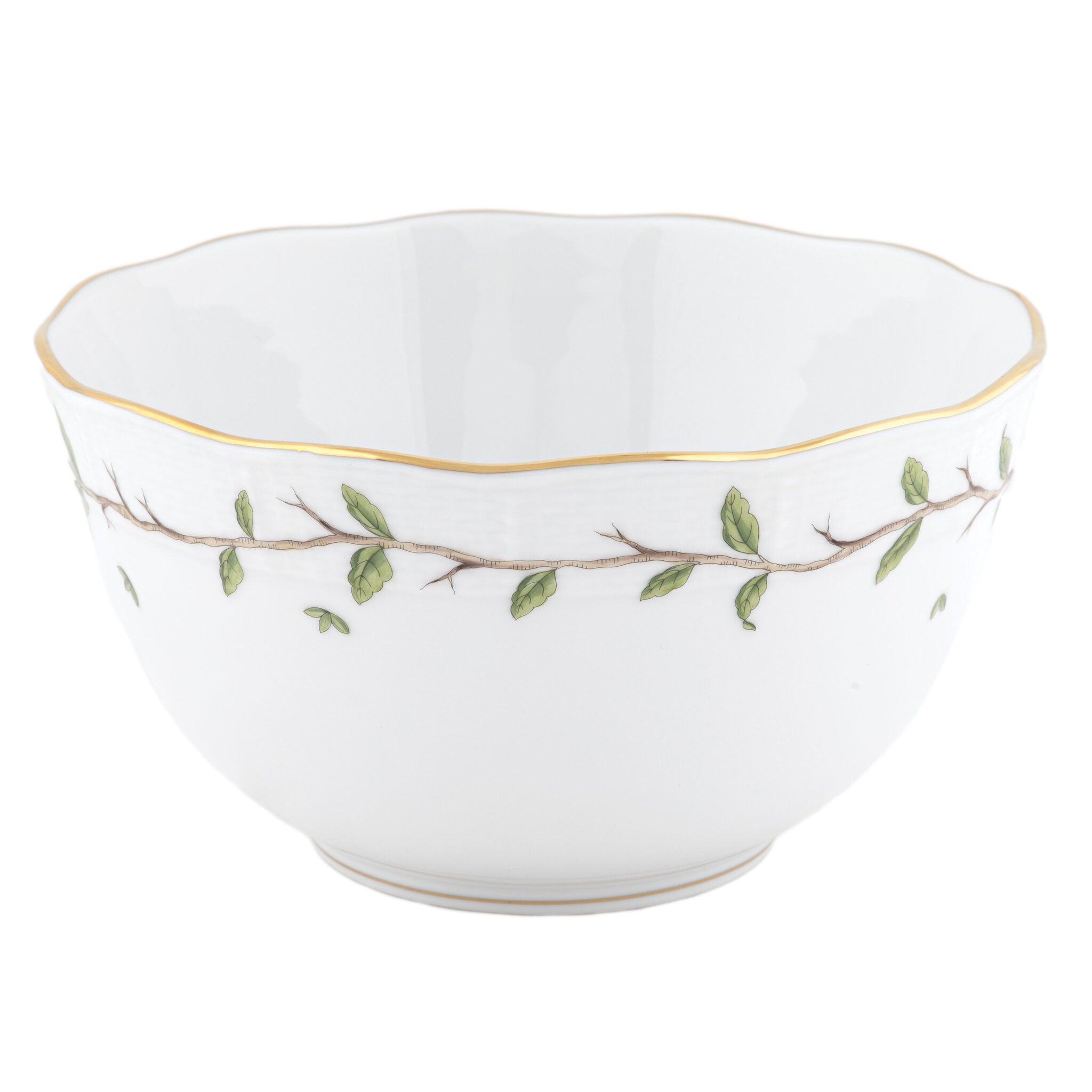 Hand-painted Herend Rothschild Garden Round Bowl in fine porcelain, (3.5 PT) 7.5in D, on a white background