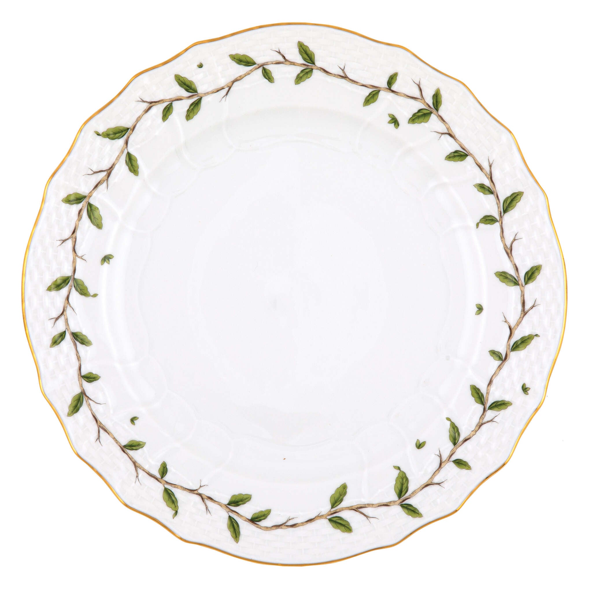 Hand-painted Herend Rothschild Garden Service Plate in fine porcelain, 11in D, on a white background