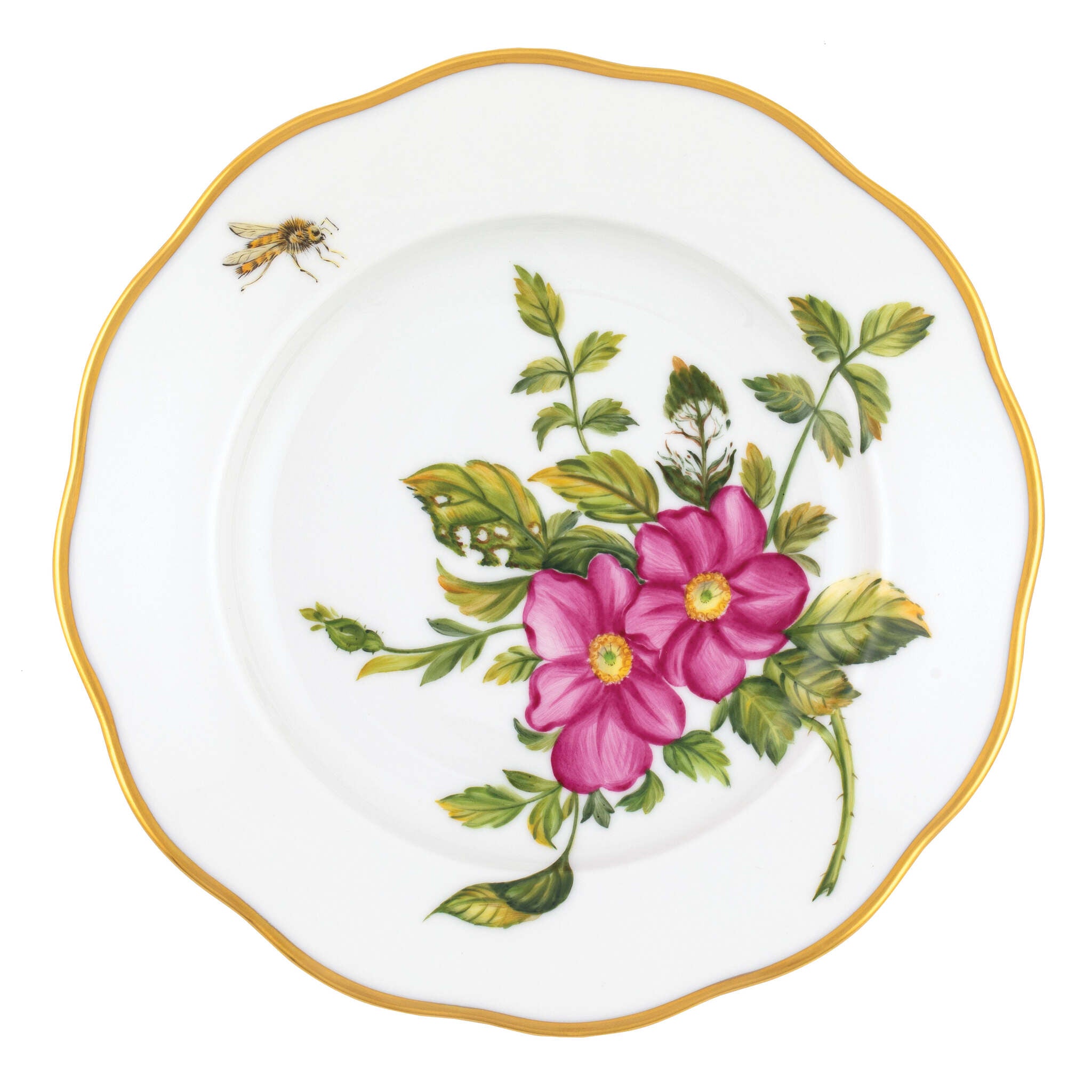 Hand-painted Herend Salad Plate in Multicolor fishnet porcelain on a white background