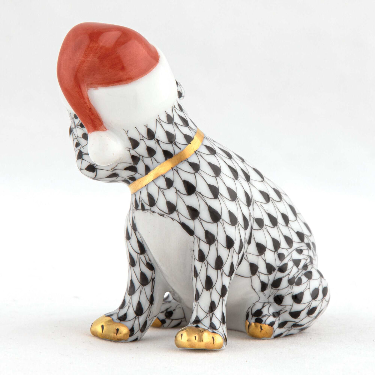 Herend Santa Puppy Figurine – Black, alternate view