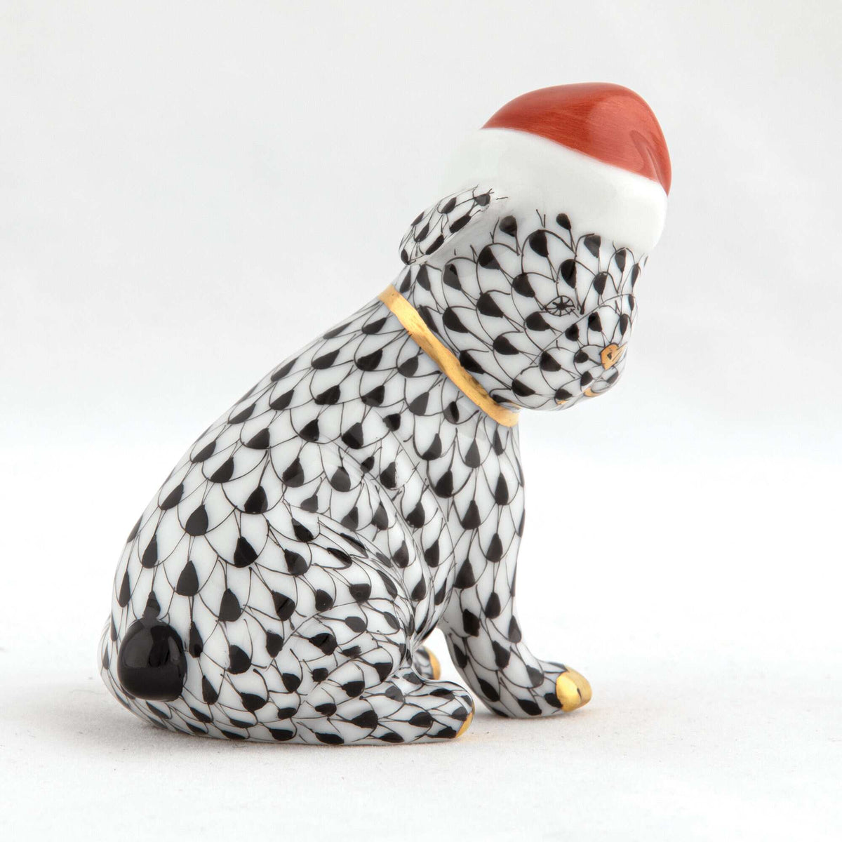 Herend Santa Puppy Figurine – Black, alternate view