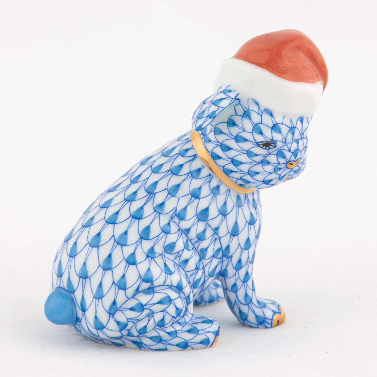 Herend Santa Puppy Figurine – Blue, alternate view