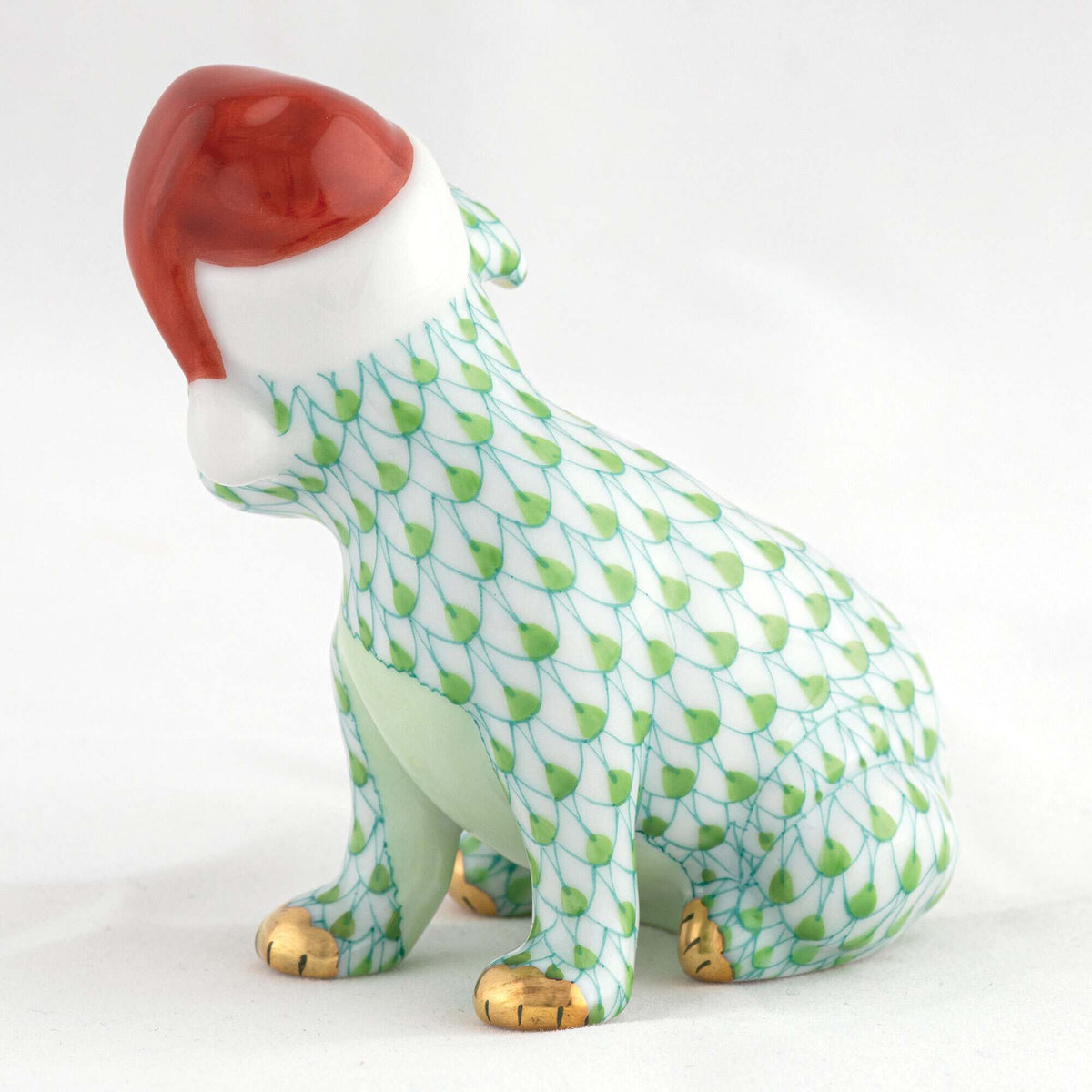 Herend Santa Puppy Figurine – Key Lime, alternate view