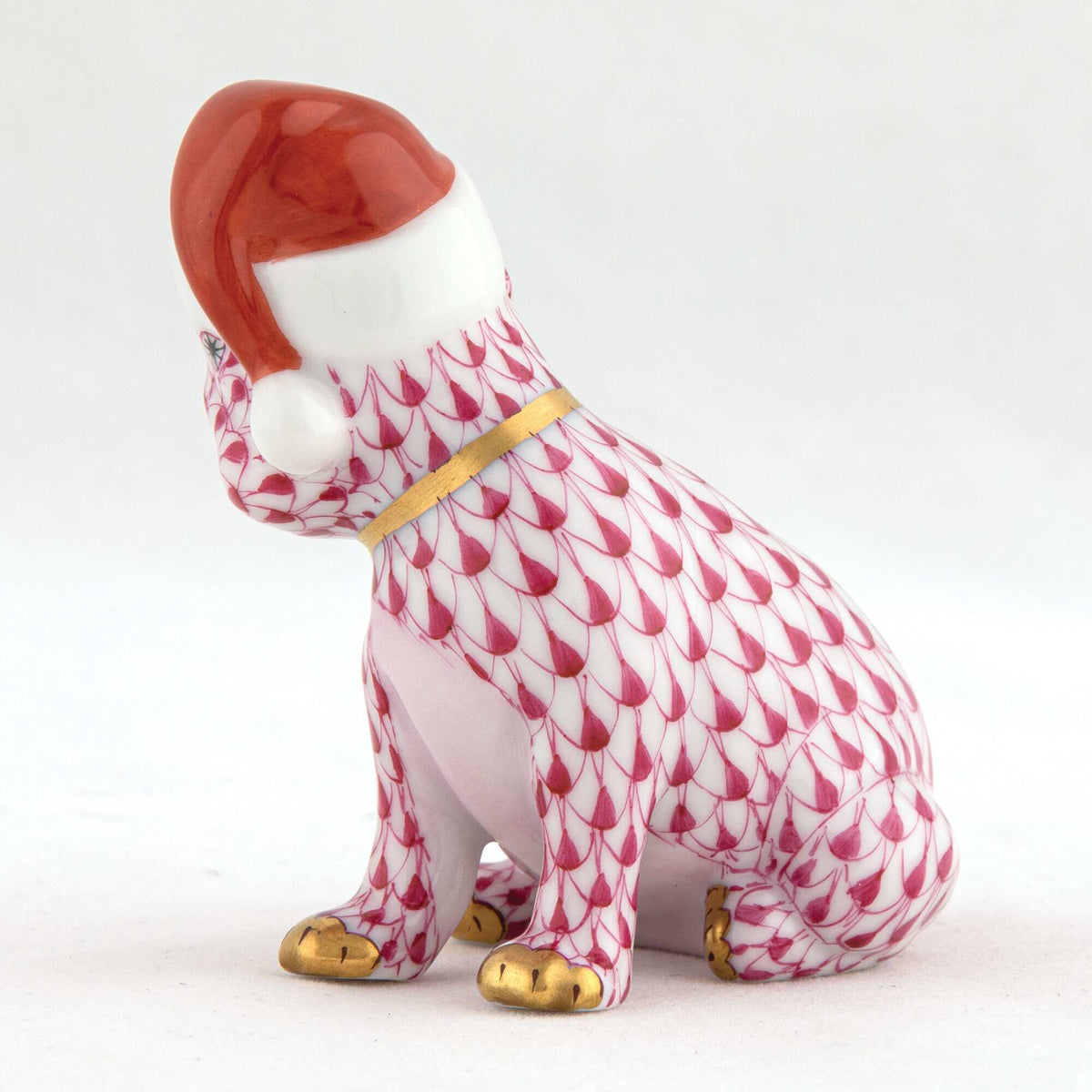 Herend Santa Puppy Figurine – Raspberry, alternate view