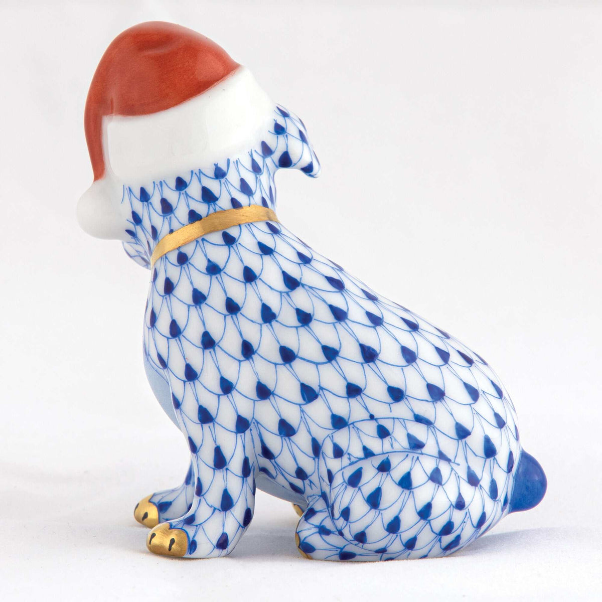 Herend Santa Puppy Figurine – Sapphire, alternate view