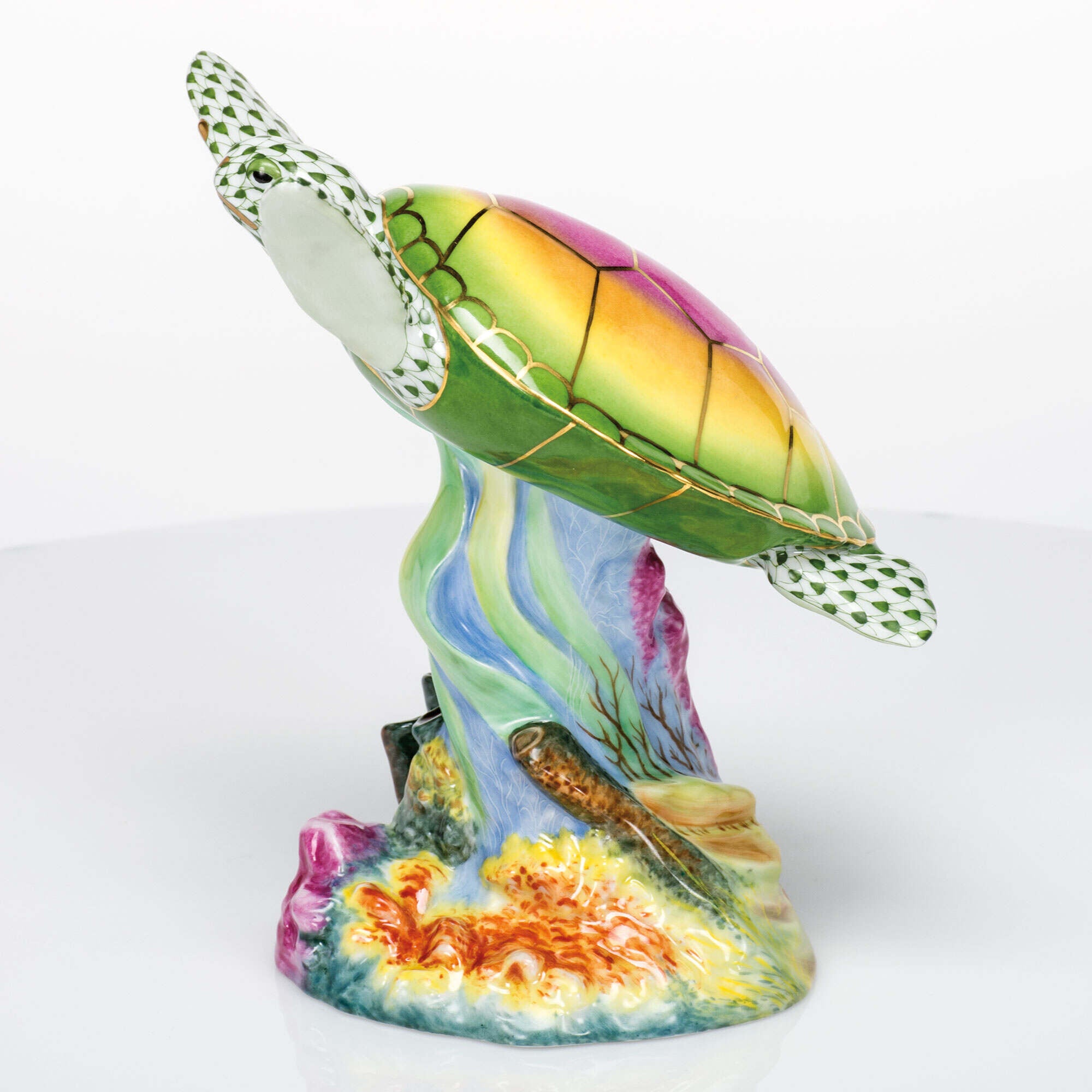 Herend Sea Turtle with Coral Figurine — additional view