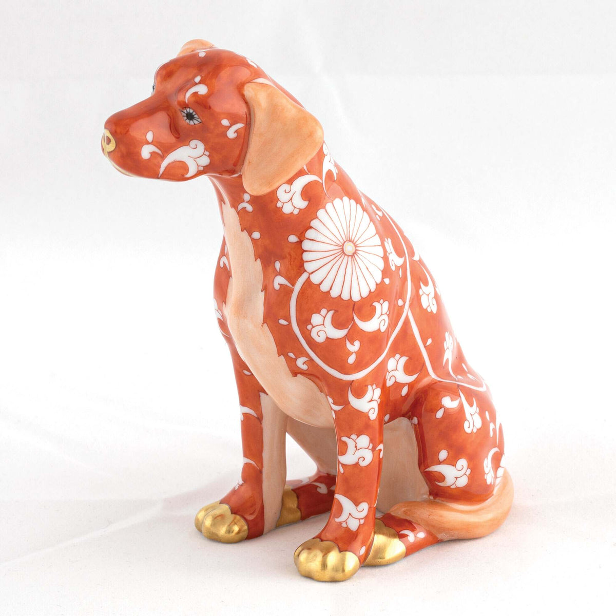 Herend Seated Dog Figurine – Chrysanthemum, alternate view