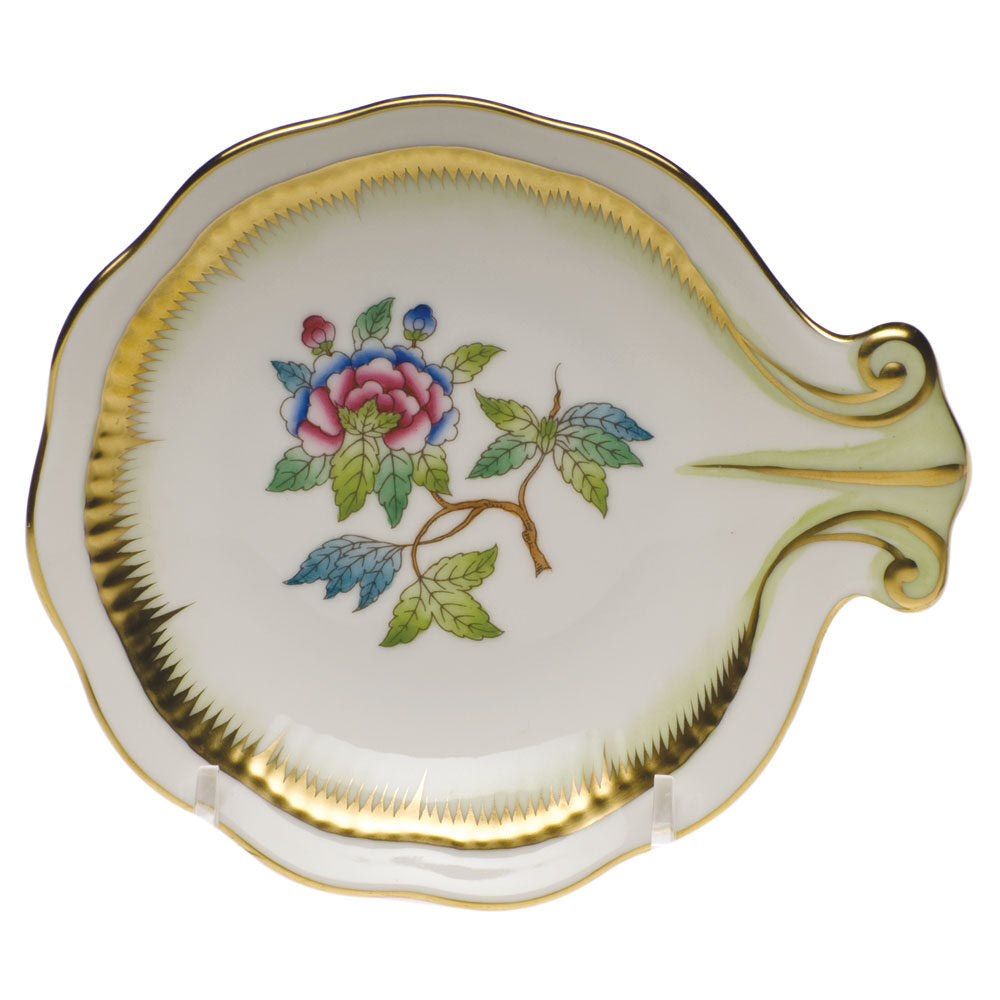 Hand-painted Herend Shell Dish Decorative Plate in fine porcelain, 4in D, on a white background